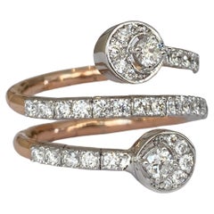 18 Kt. Anillo de Oro Rosa/Blanco con Diamantes