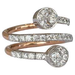 18 Kt. Bague en or rose/blanc avec diamants