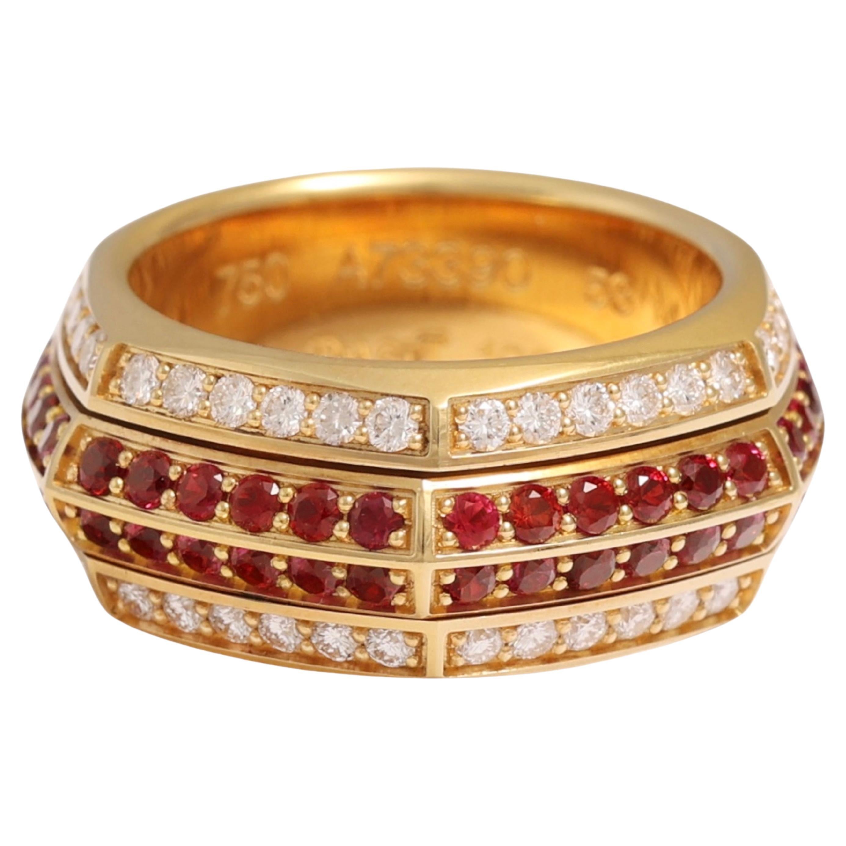 18 Kt Rotating Possession Piaget Ruby & Diamonds Ring
