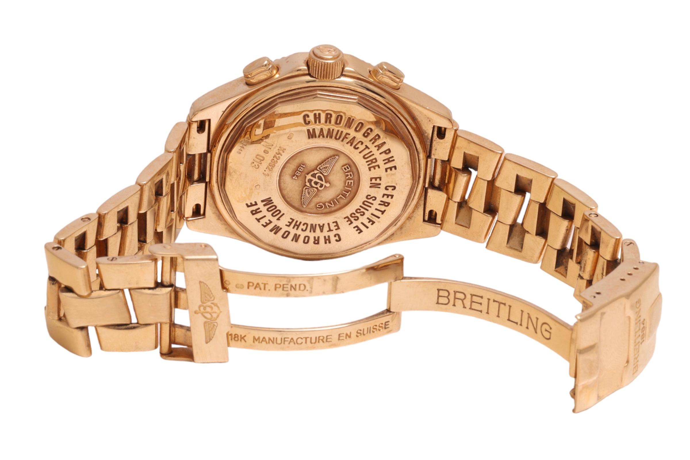 18 Kt Solid Full Gold Breitling B2 with Box & Papers For Sale 2
