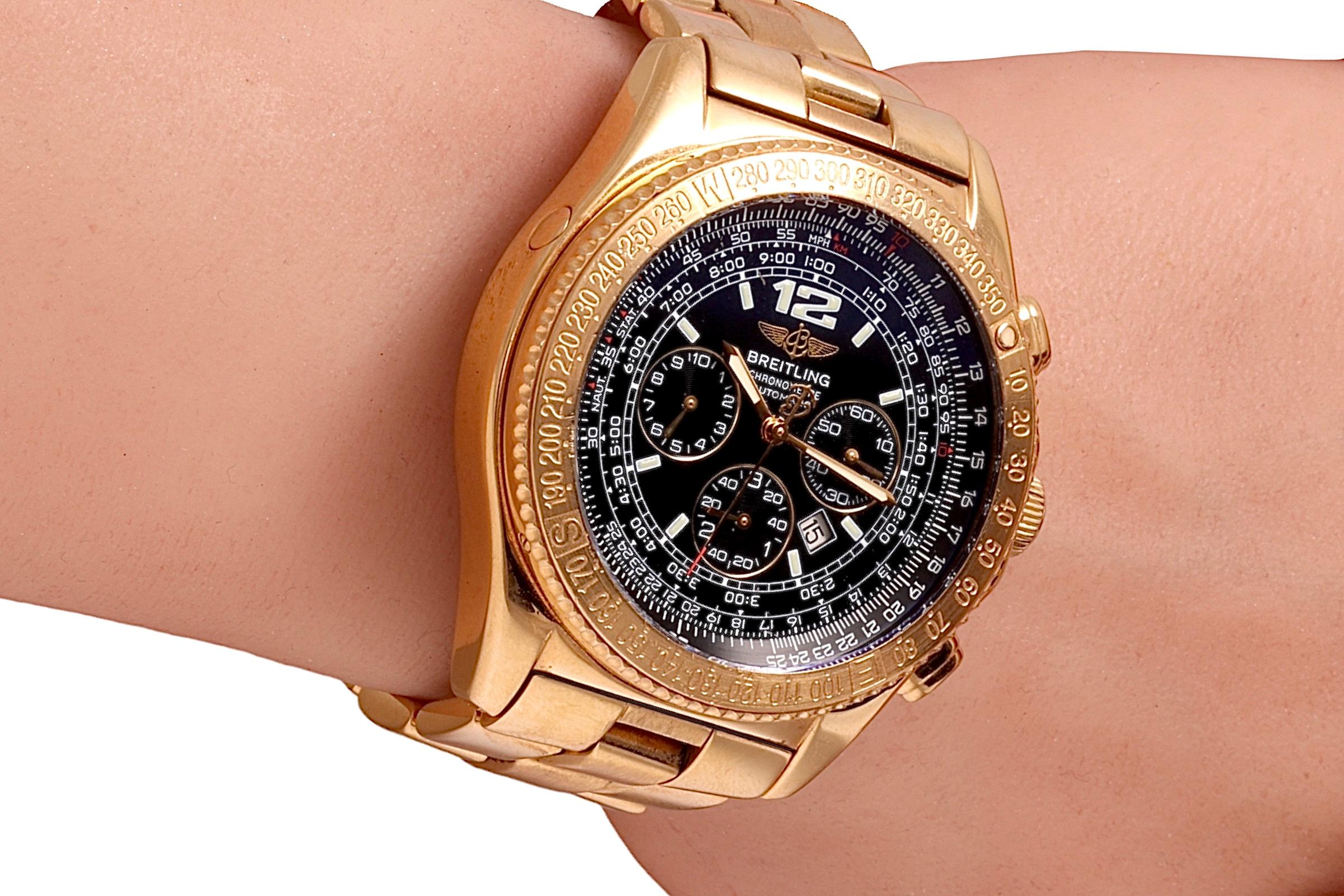 18 Kt Solid Full Gold Breitling B2 with Box & Papers For Sale 3