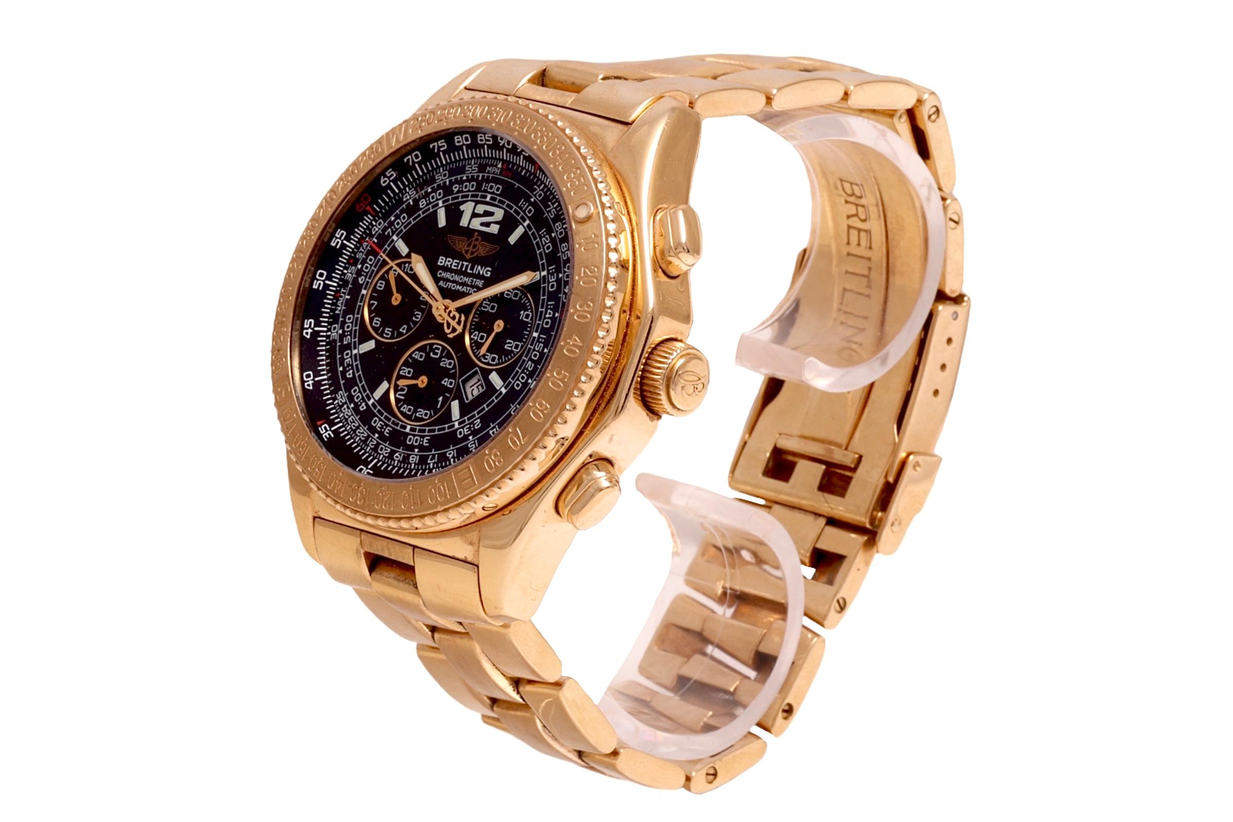 18 Kt Solid Full Gold Breitling B2 with Box & Papers In Excellent Condition For Sale In Antwerp, BE