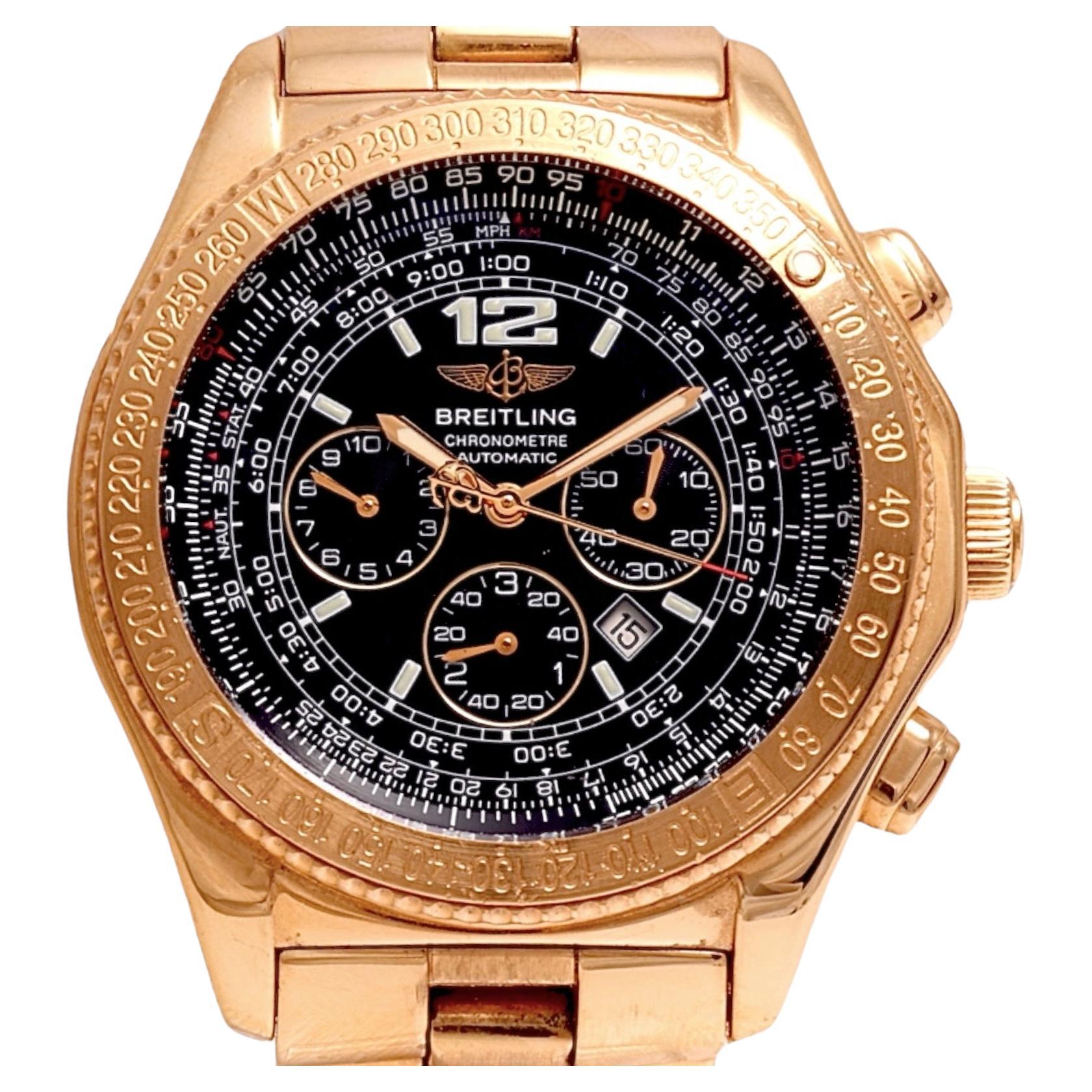 18 Kt Solid Full Gold Breitling B2 with Box & Papers  For Sale