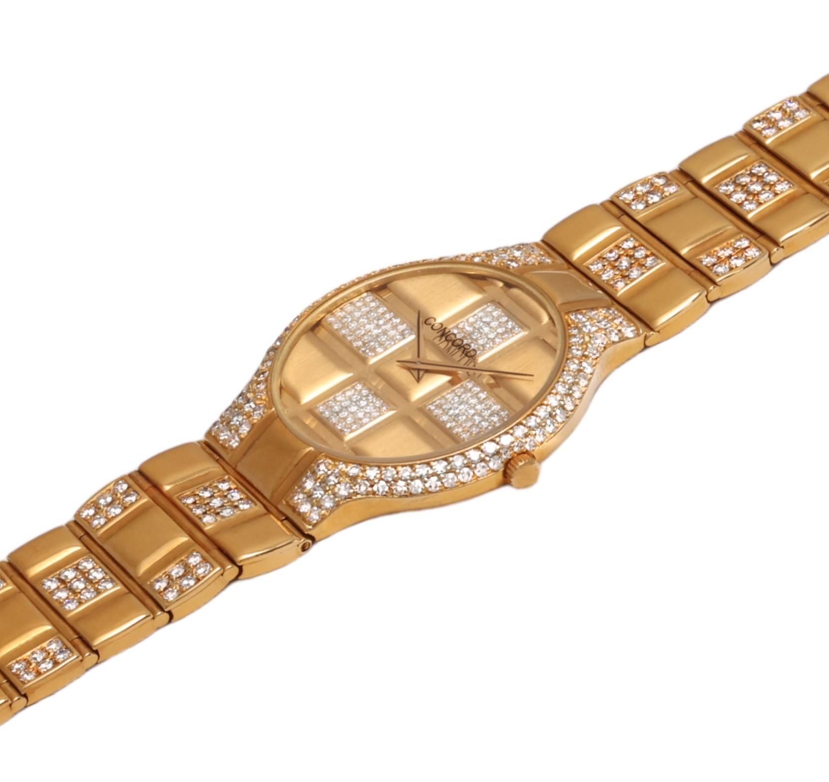 18 Kt Solid Full Gold & Diamonds Concord Wrist Watch Full Set For Sale 1