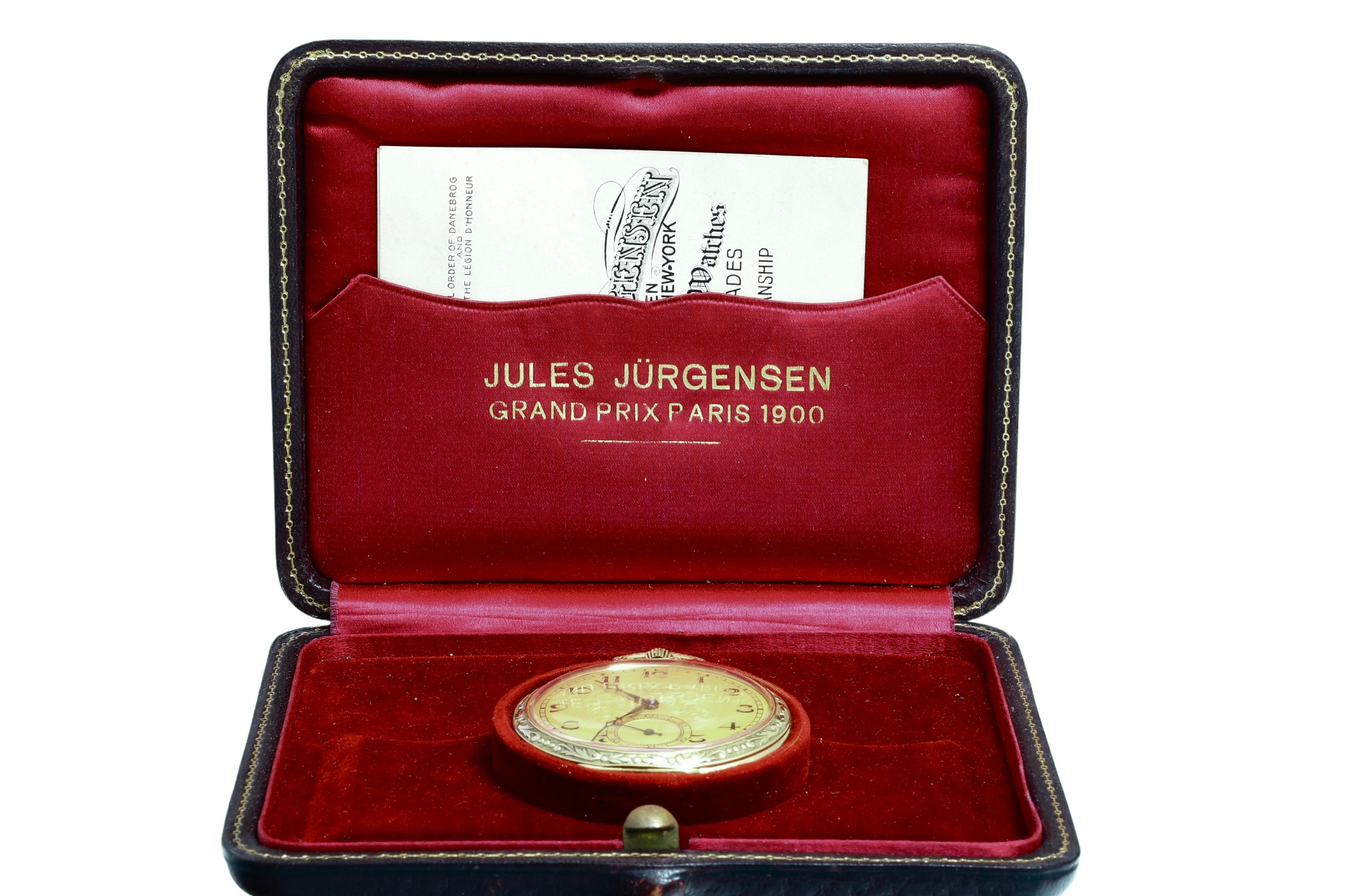 18 Kt Massivgold Jules Jürgensen Kopenhagen Taschenuhr, Box & Papiere  im Angebot 6