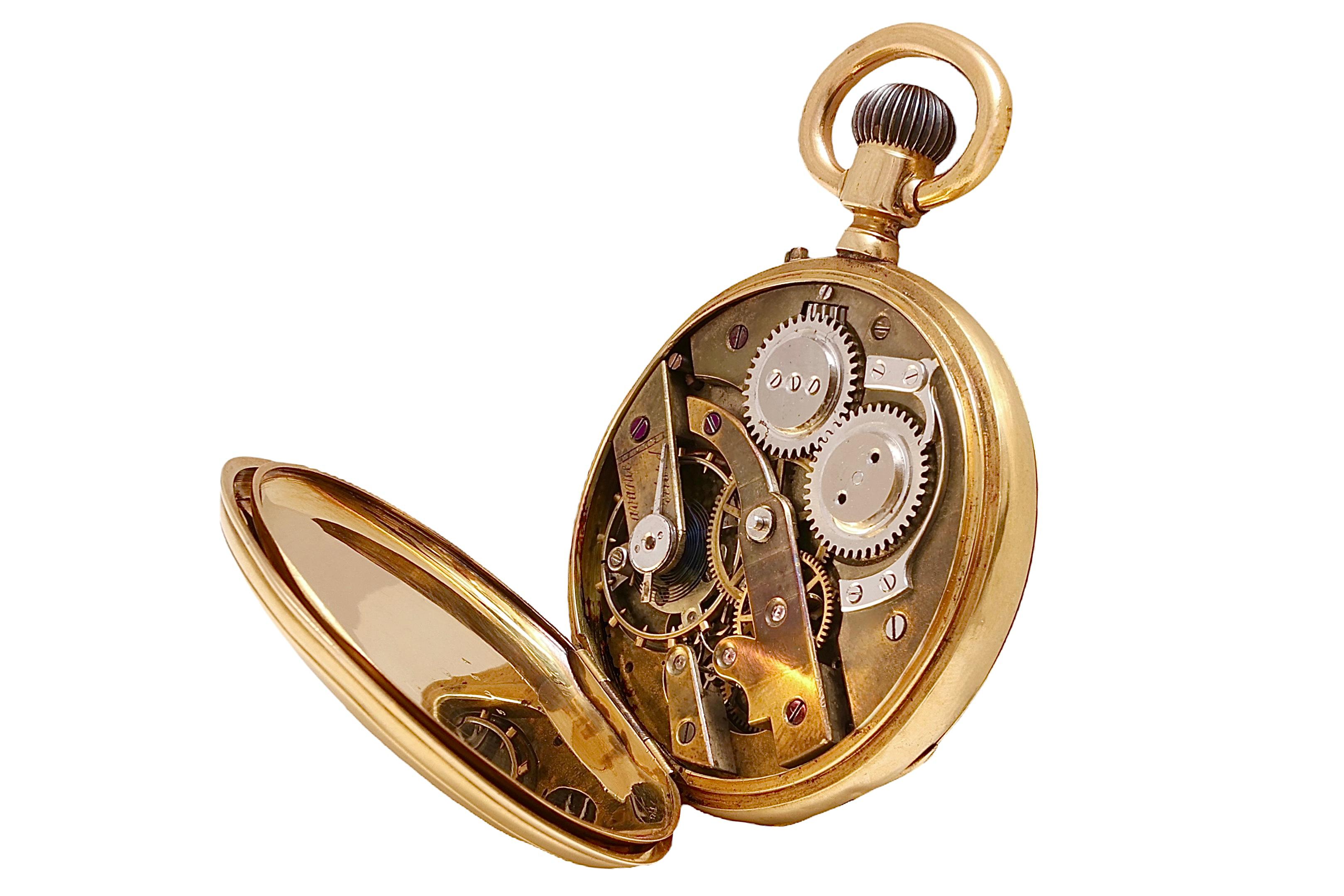 Women's or Men's 18 Kt Solid Gold Pateck Geneve Spiral Breguet Open Face Pocket Watch For Sale