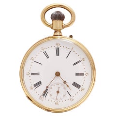 Used 18 Kt Solid Gold Pateck Geneve Spiral Breguet Open Face Pocket Watch