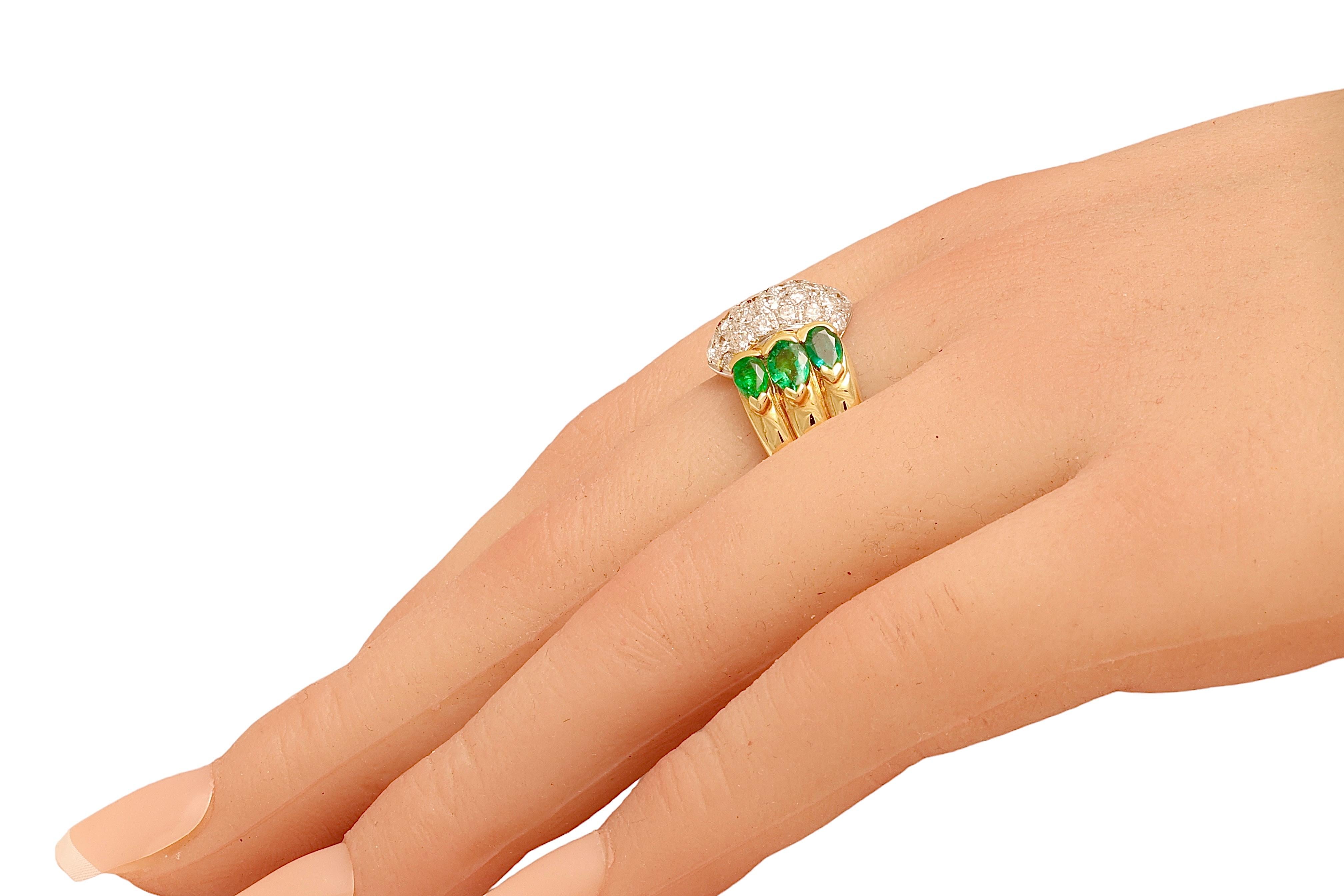 18 kt. Solid Gold Ring with 2.36 ct. Diamonds and 2 ct. Emerald For Sale 4