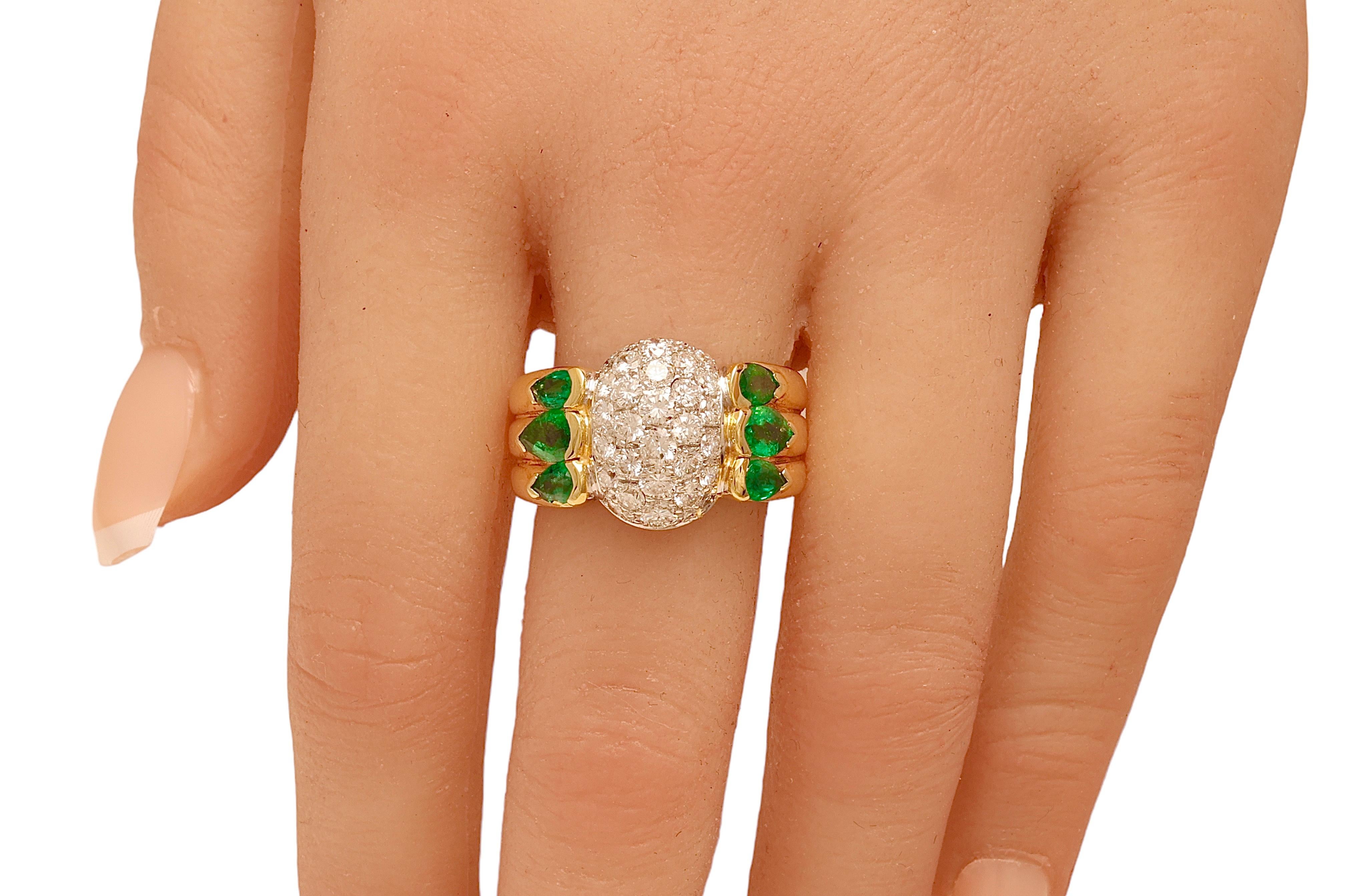 18 kt. Solid Gold Ring with 2.36 ct. Diamonds and 2 ct. Emerald For Sale 5