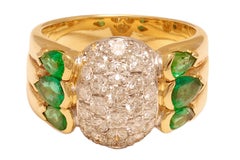 18 kt. Solid Gold Ring with 2.36 ct. Diamonds and 2 ct. Emerald