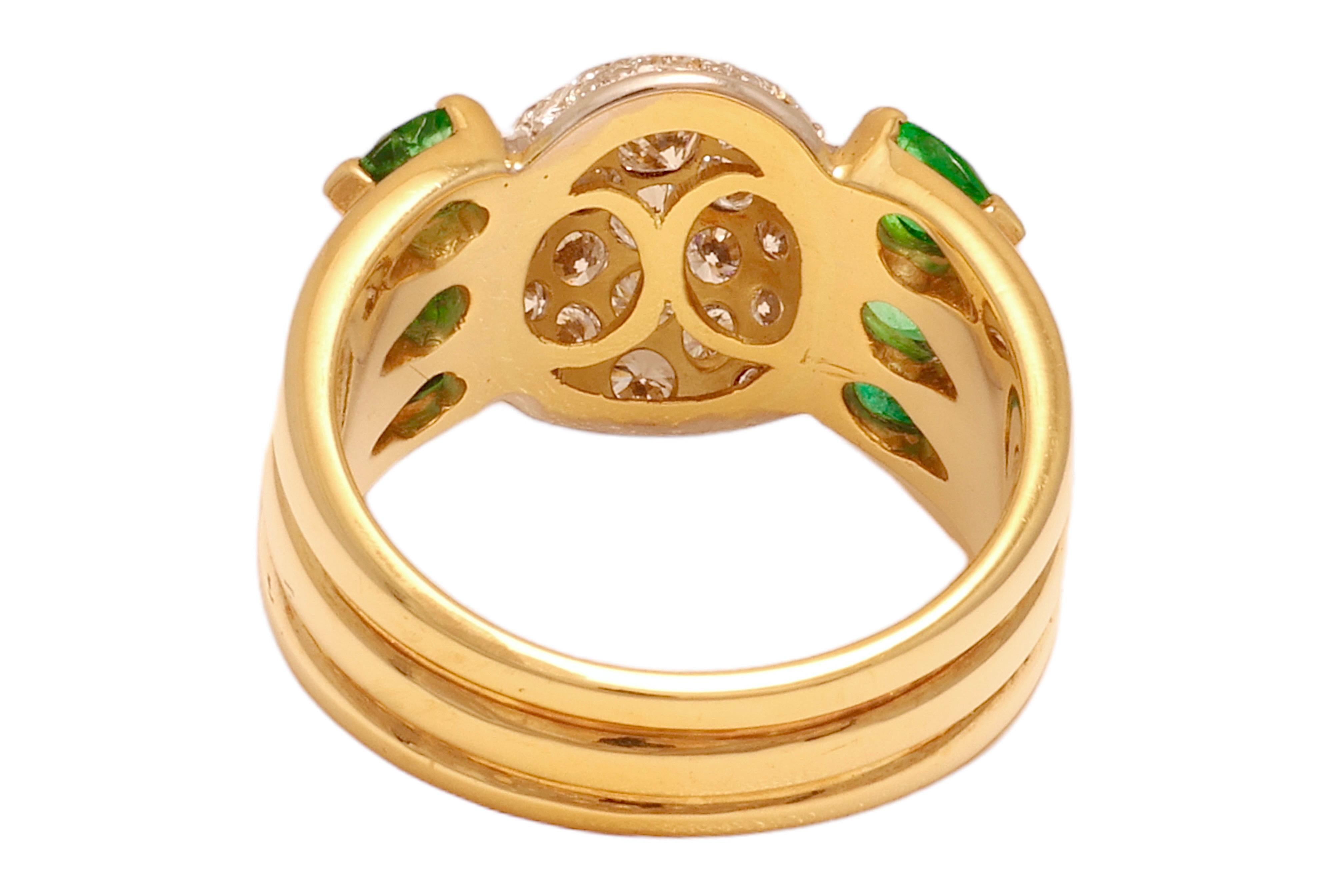 18 kt. Solid Gold Ring with 2.36 ct. Diamonds and 2 ct. Emerald For Sale 1
