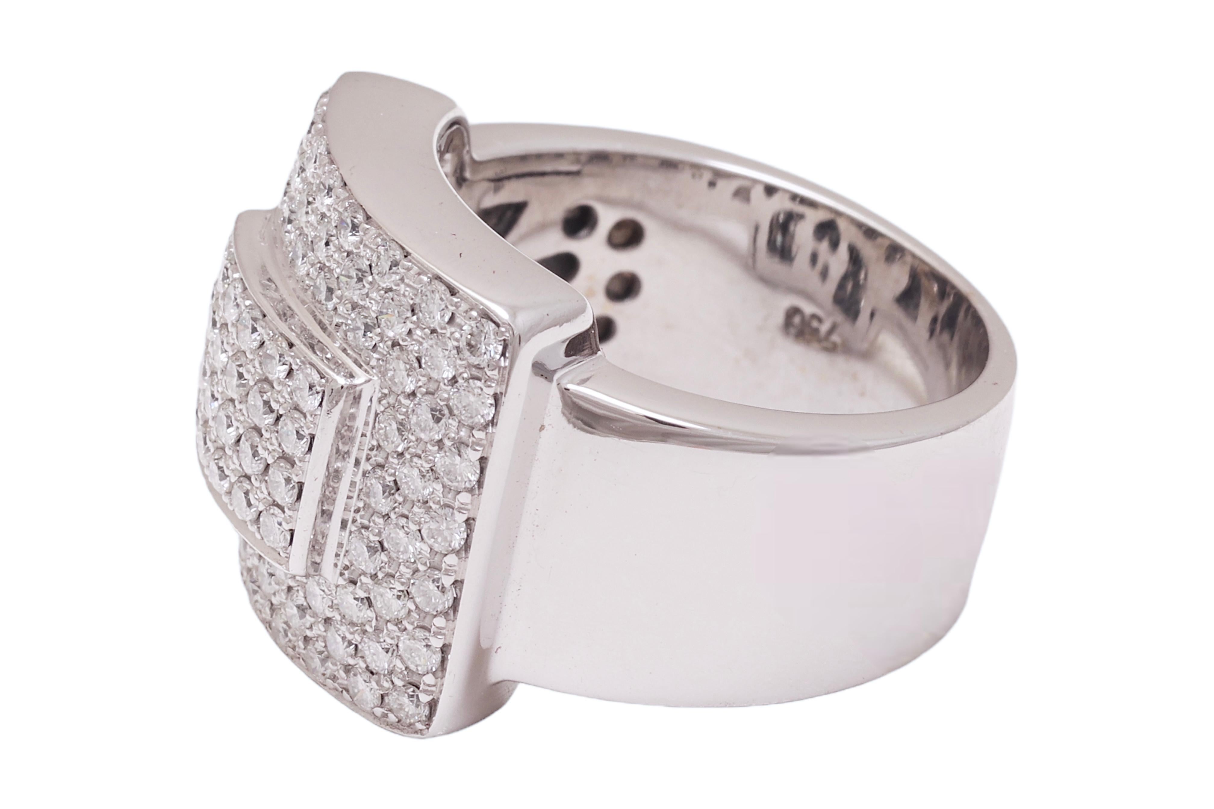 Women's or Men's 18 kt. Solid & Heavy 18.4Gr. White Gold Ring Set With 2 ct. Top Quality Diamonds For Sale