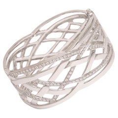 18 kt. Solid White Gold Cuff Bracelet Set with 1.83 ct. Diamonds