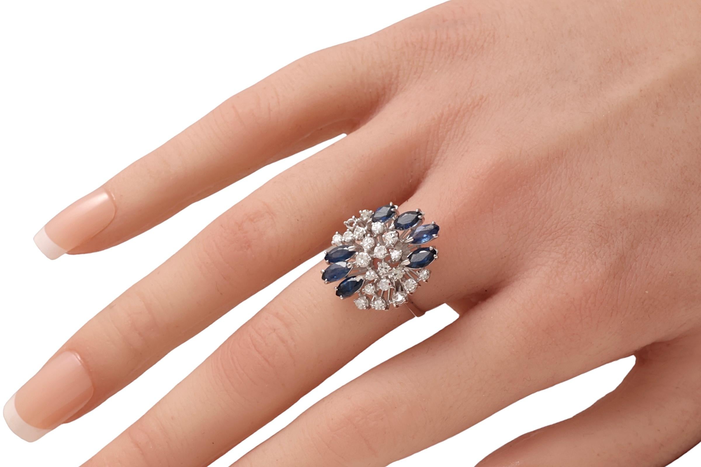 18 Karat massiver Weißgold Saphir- und Diamantring mit Saphir im Angebot 8