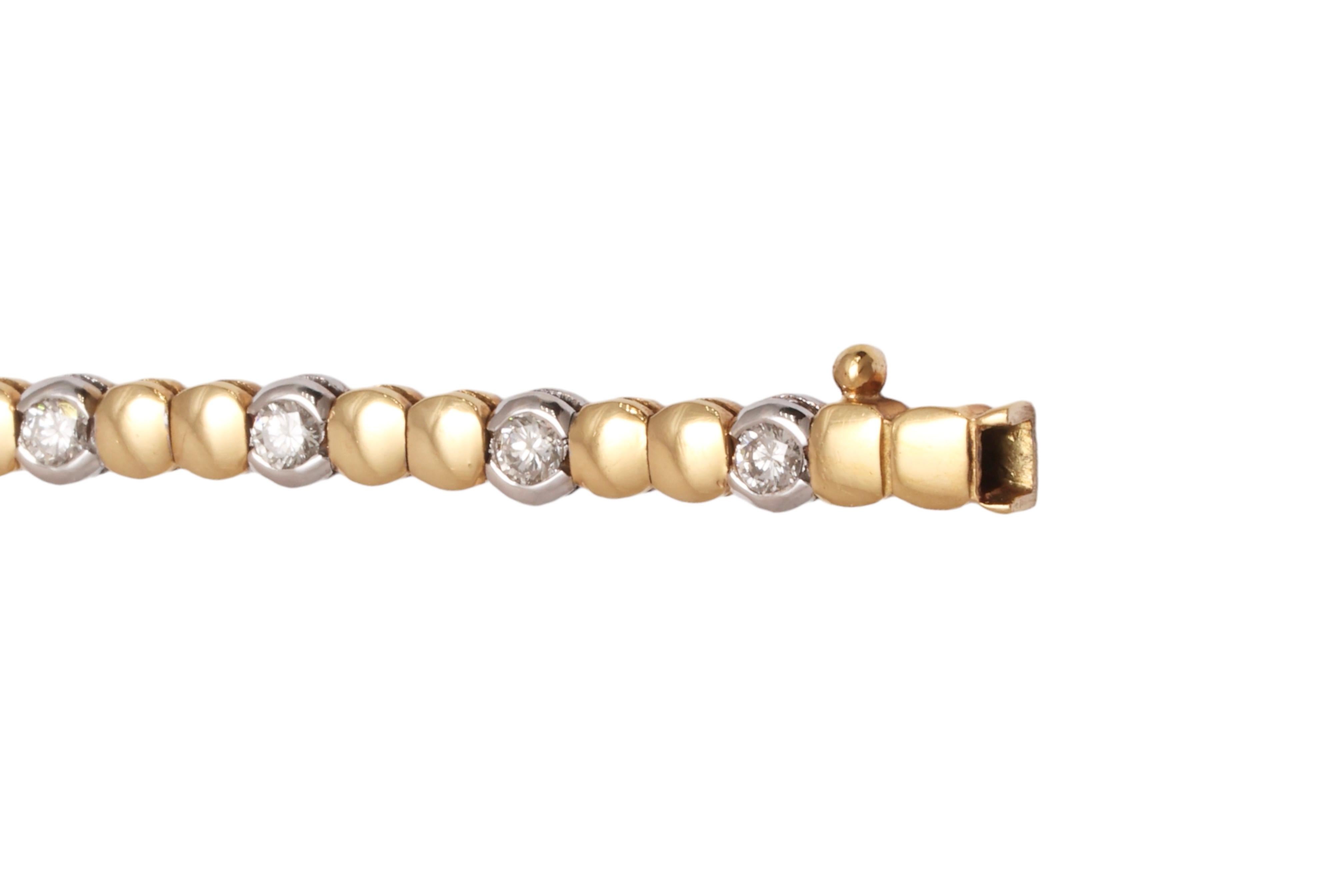18 Kt. Solid White & Yellow Gold TENNIS BRACELET,  2 Cts Brilliant Cut Diamonds For Sale 5