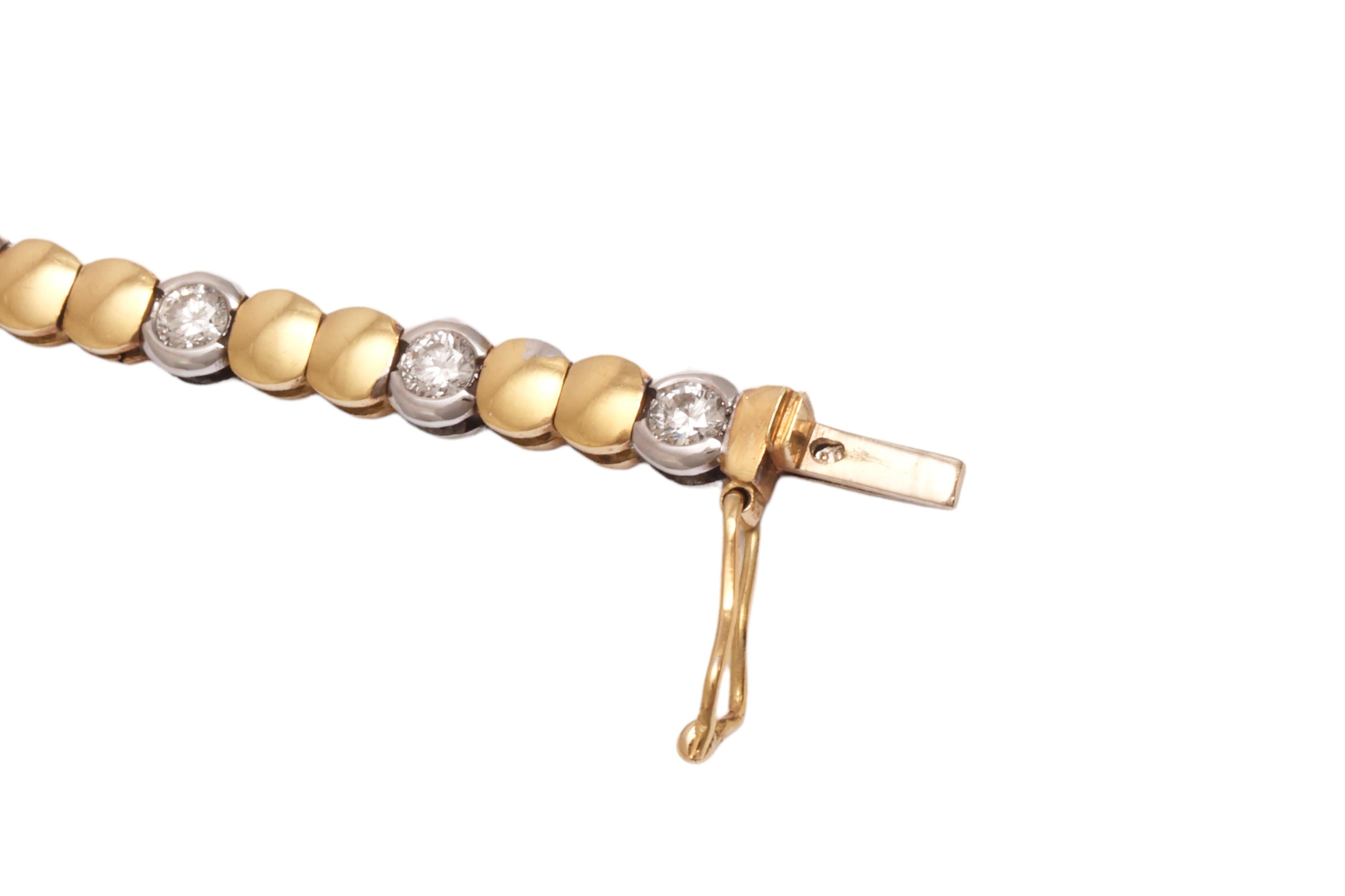 18 Kt. Solid White & Yellow Gold TENNIS BRACELET,  2 Cts Brilliant Cut Diamonds For Sale 6