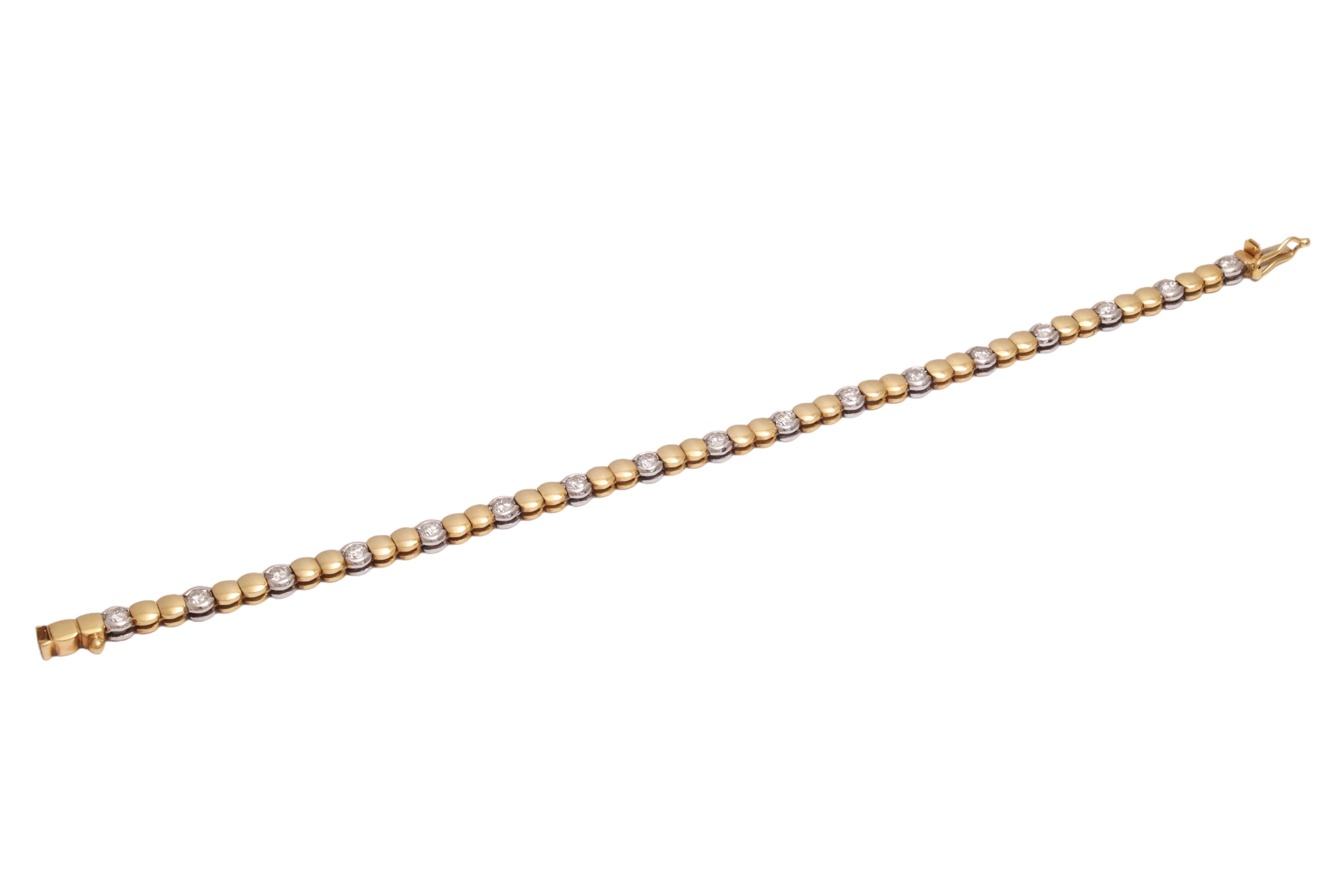 18 Kt. Solid White & Yellow Gold TENNIS BRACELET,  2 Cts Brilliant Cut Diamonds For Sale 7