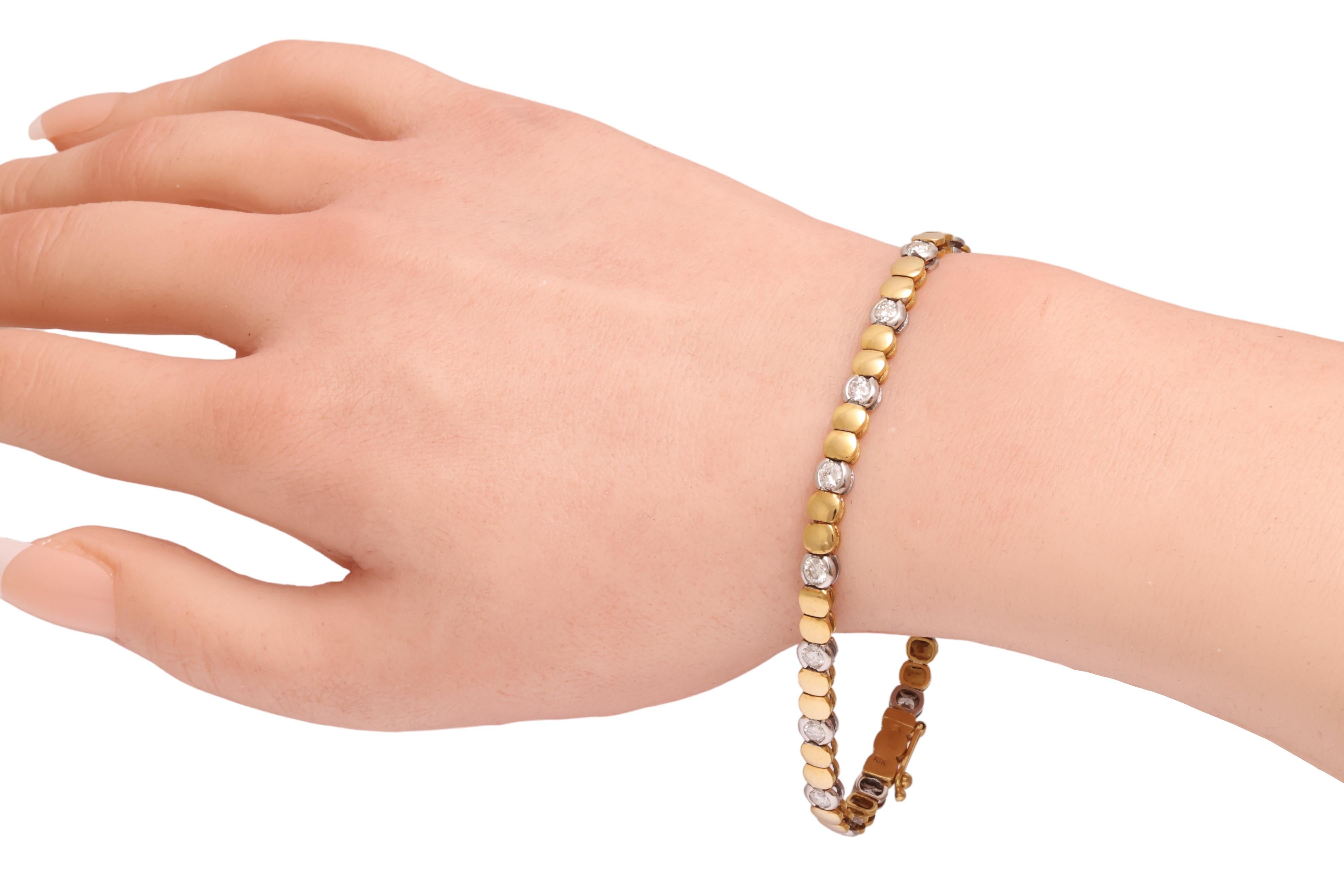 18 Kt. Solid White & Yellow Gold TENNIS BRACELET,  2 Cts Brilliant Cut Diamonds For Sale 9