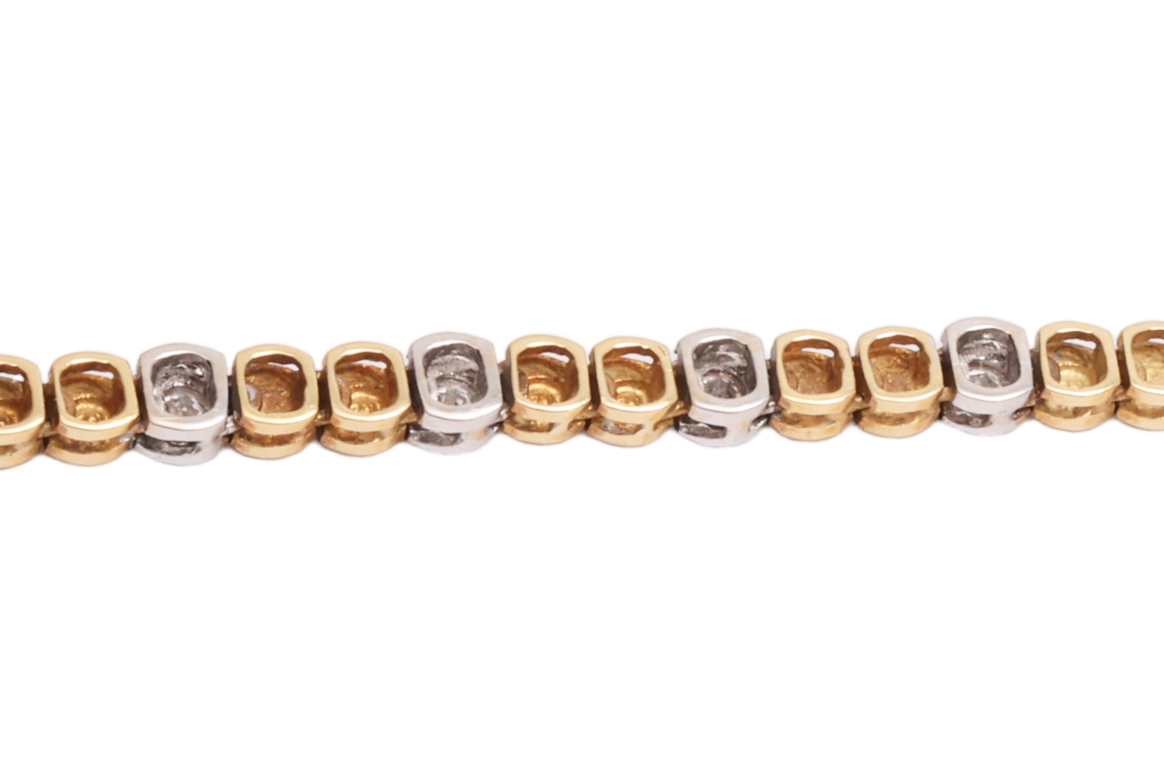 18 Kt. Solid White & Yellow Gold TENNIS BRACELET,  2 Cts Brilliant Cut Diamonds For Sale 10