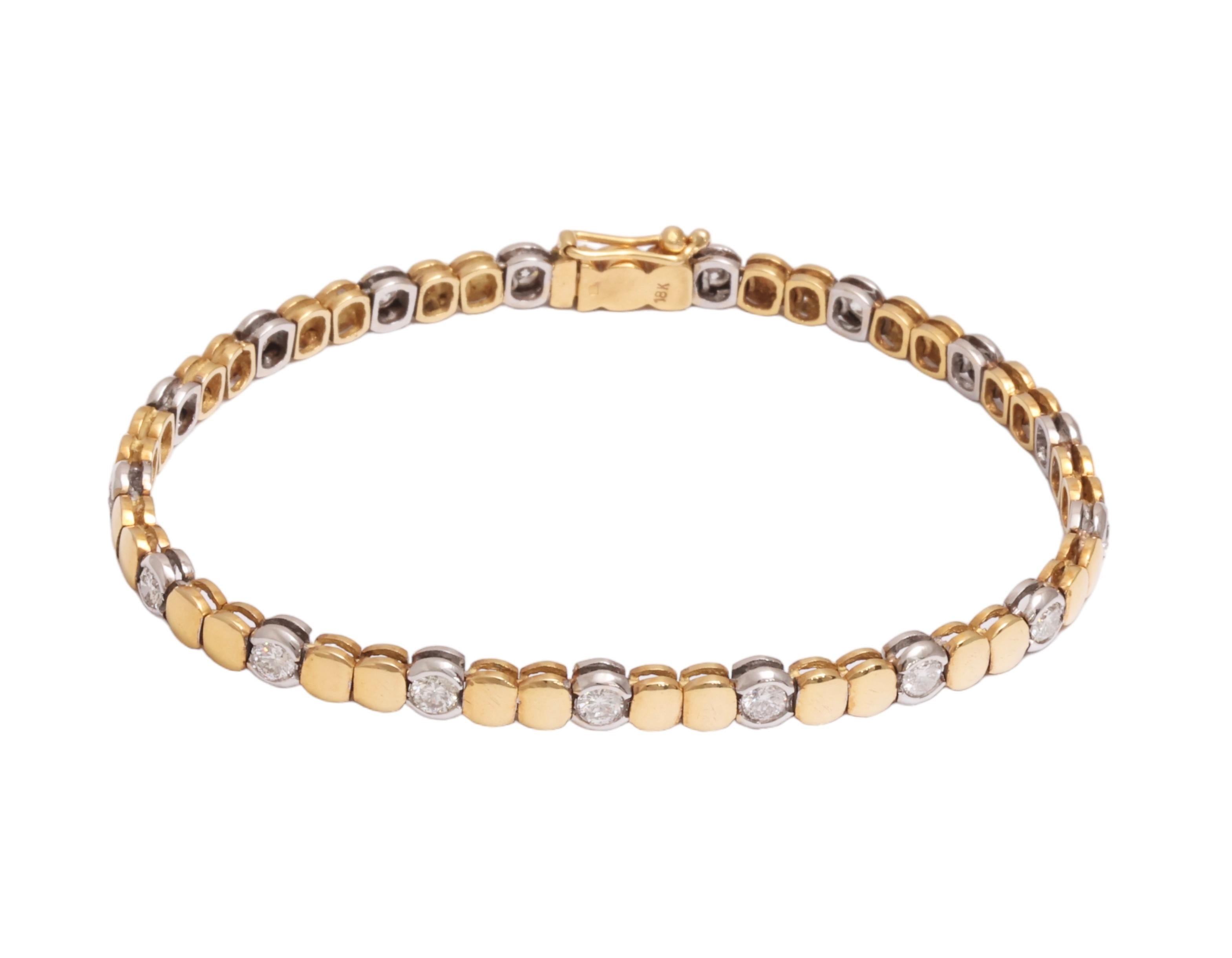 18 Kt. Solid White & Yellow Gold TENNIS BRACELET,  2 Cts Brilliant Cut Diamonds For Sale 11