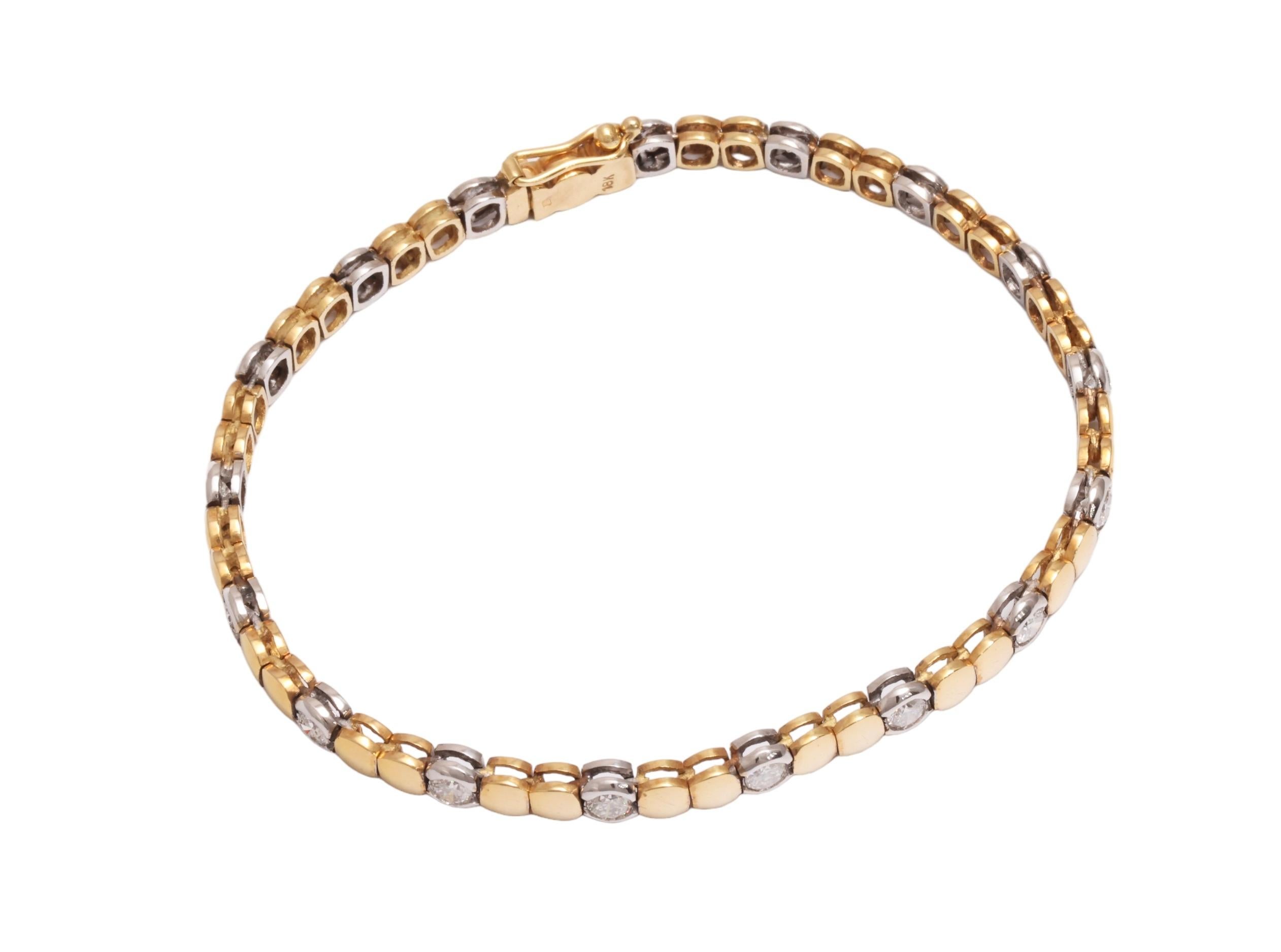 18 Kt. Solid White & Yellow Gold TENNIS BRACELET,  2 Cts Brilliant Cut Diamonds For Sale 12