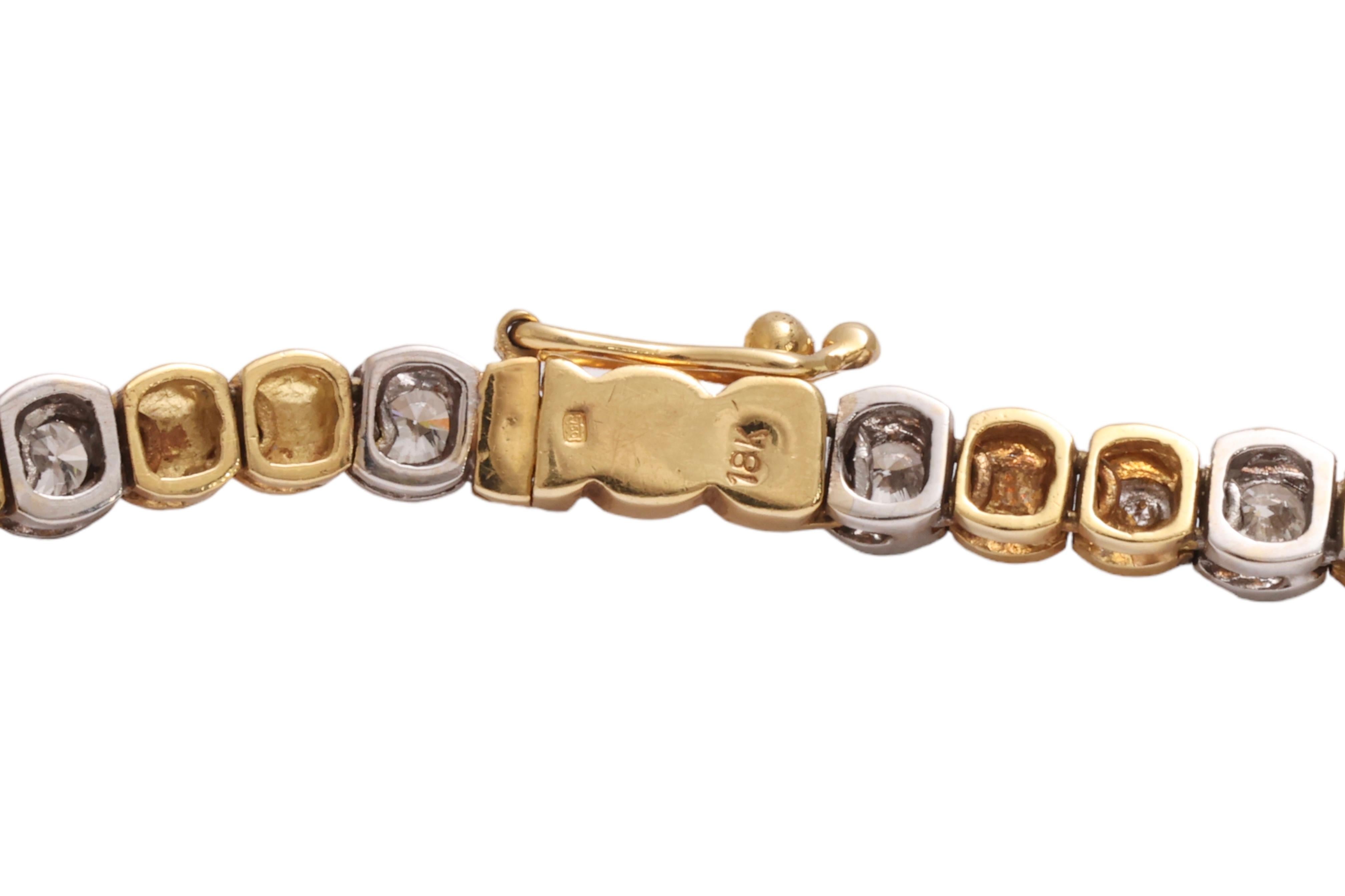18 Kt. Solid White & Yellow Gold TENNIS BRACELET,  2 Cts Brilliant Cut Diamonds For Sale 4