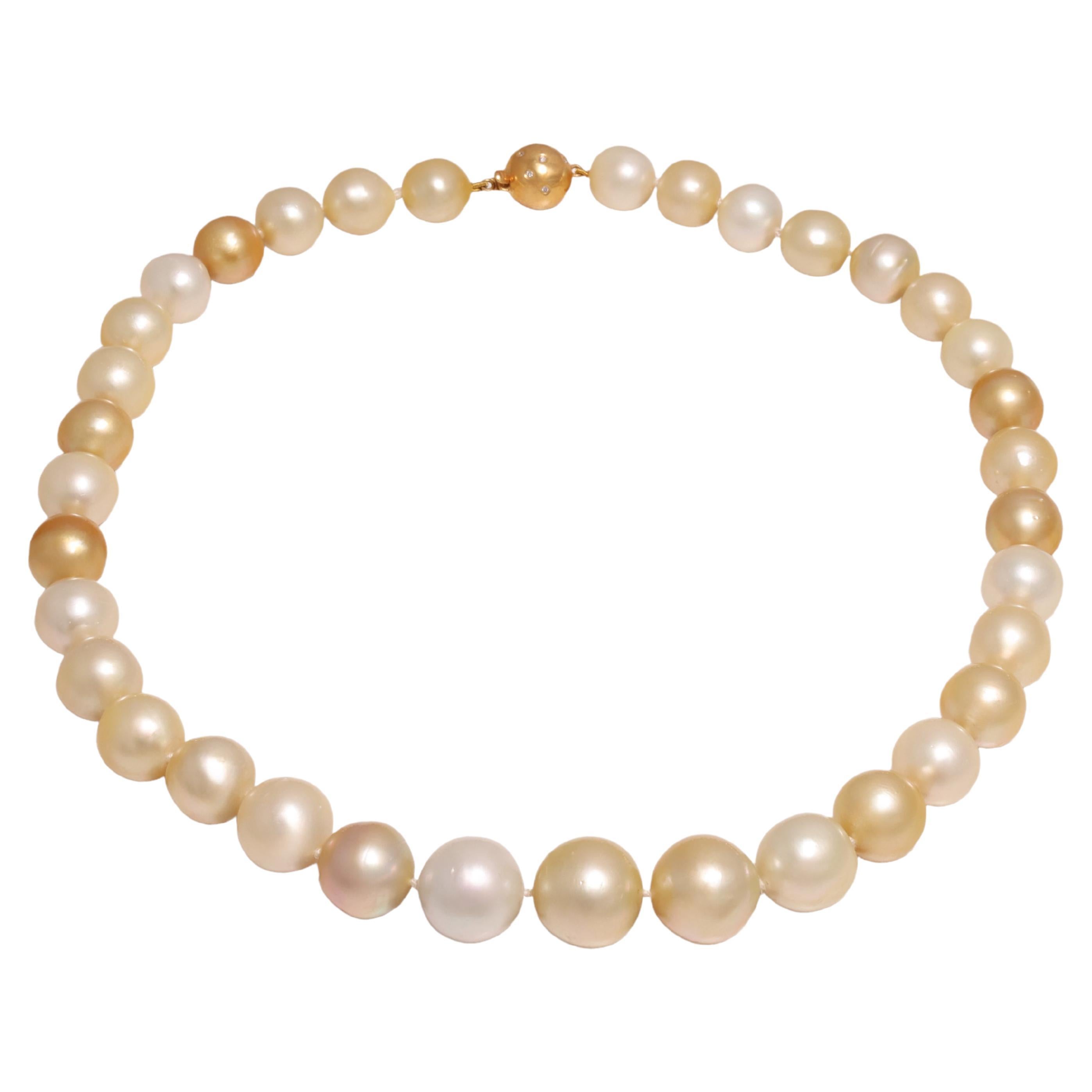 18 kt. South Sea Pearl Multi Color Necklace with yellow gold locker