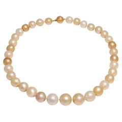 18 kt. South Sea Pearl Multi Color Necklace with yellow gold locker