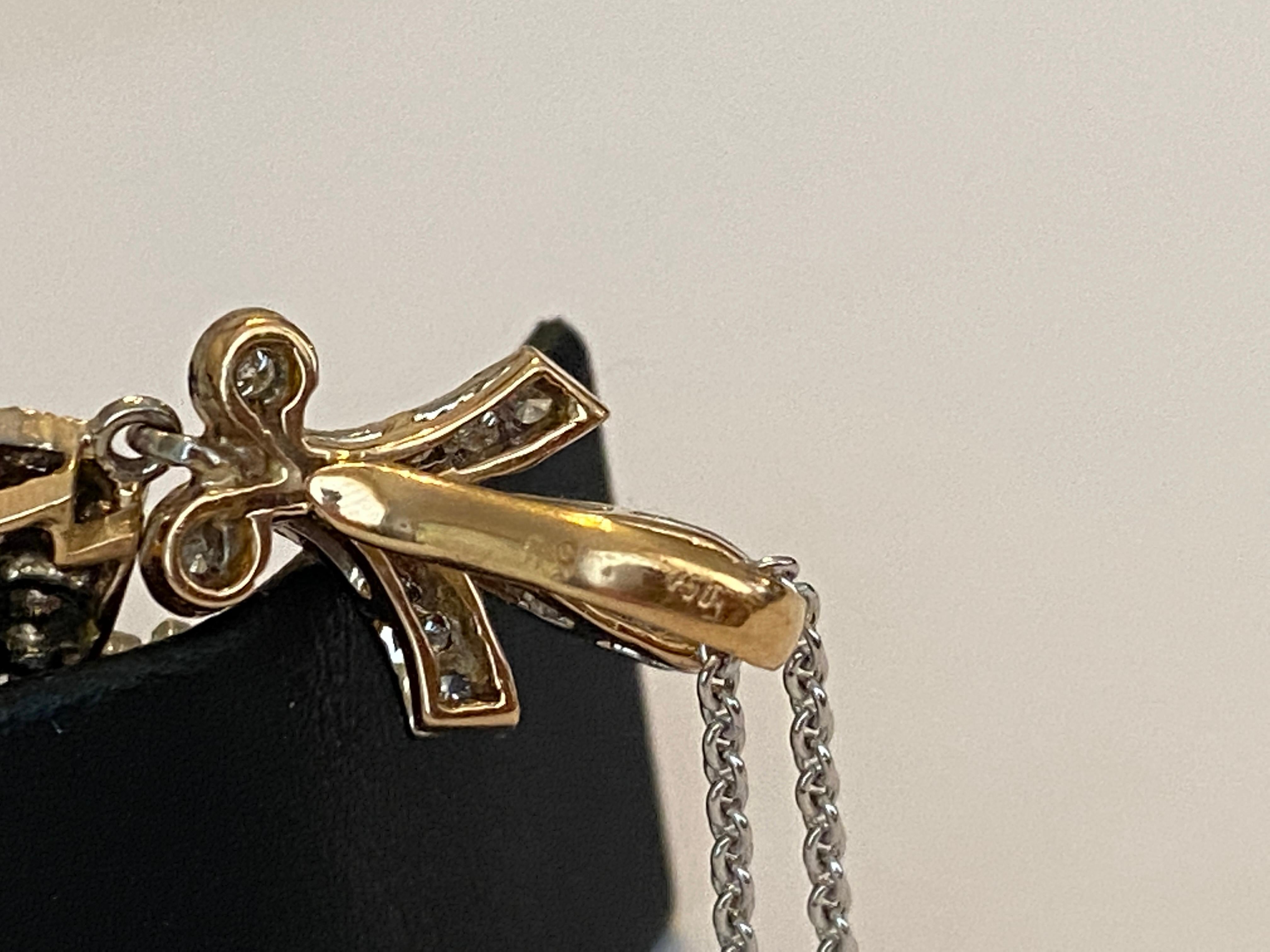 Vintage Gold Necklace with Pendant ca 1.00 carat Sapphire and Diamonds For Sale 4