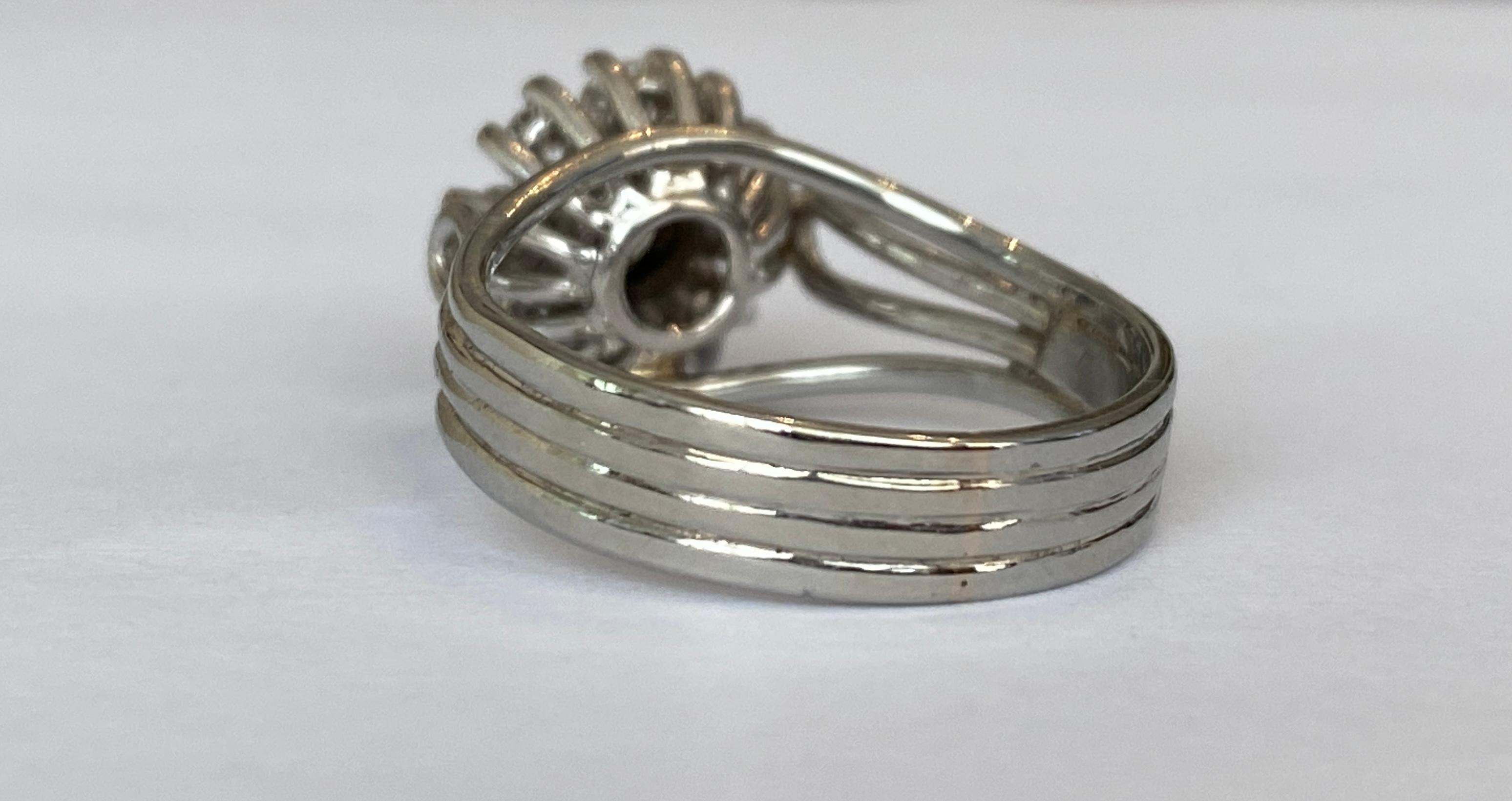 18 Karat, Vintage White Gold Cocktail Ring with Diamonds For Sale 5