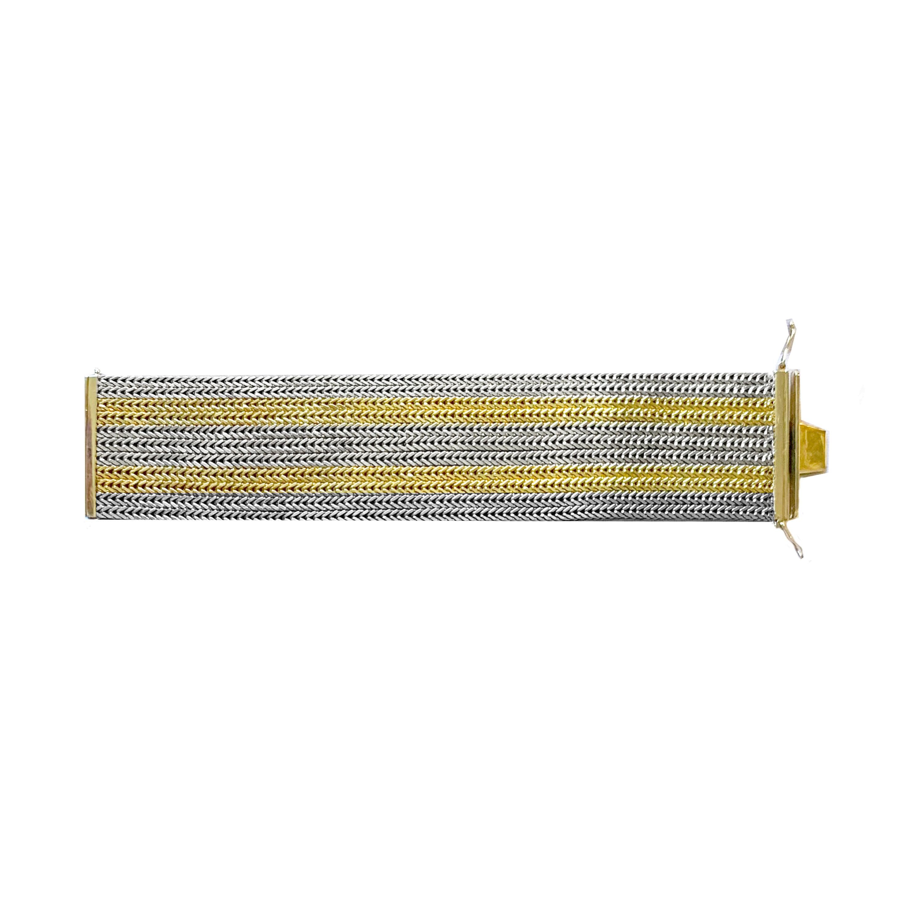 Moderne Bracelet en or blanc et jaune 18 carats en vente