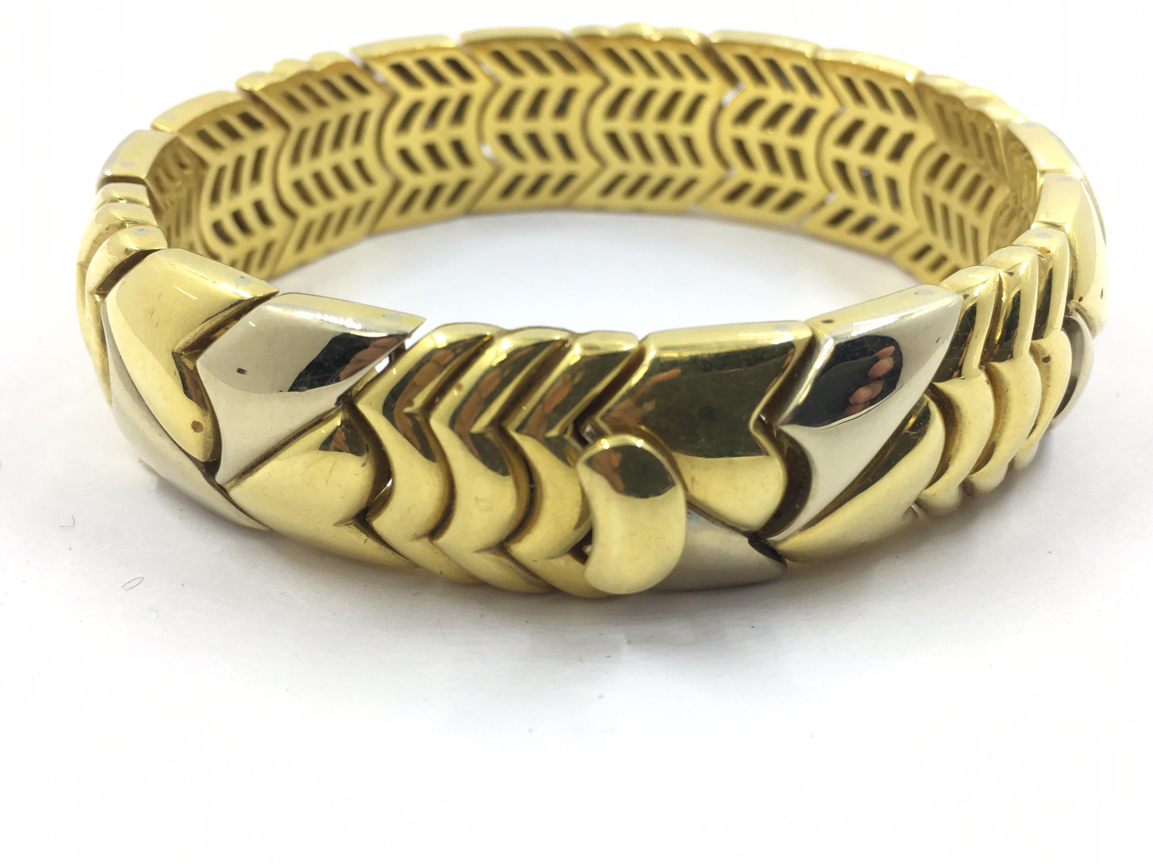 Art Deco 18 Karat White and Yellow Gold Bracelet For Sale