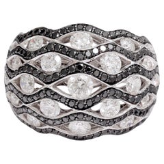 18 Kt Weiß & Schwarz Diamanten Zebra Ring