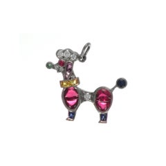 18 Karat White Godld Multi Gem Poodle Pendent