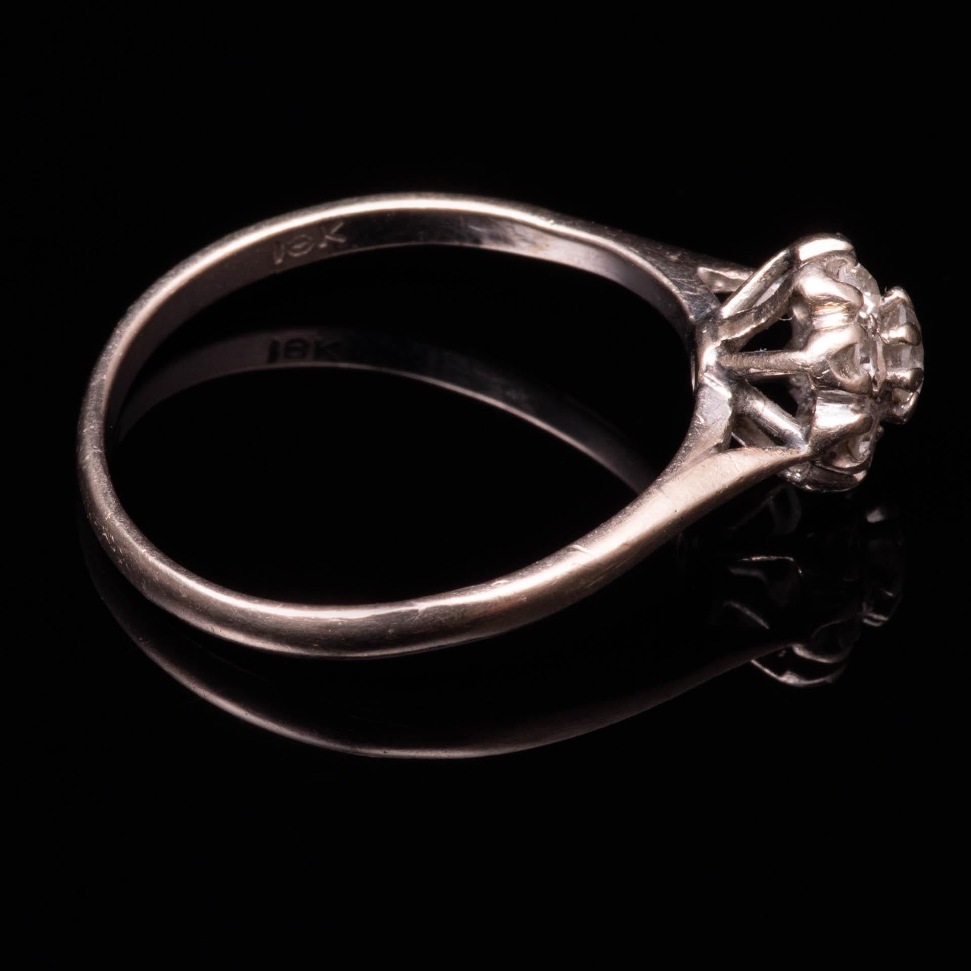 20th Century 18 kt. White Gold 0.50 ct Diamond Cluster Ring