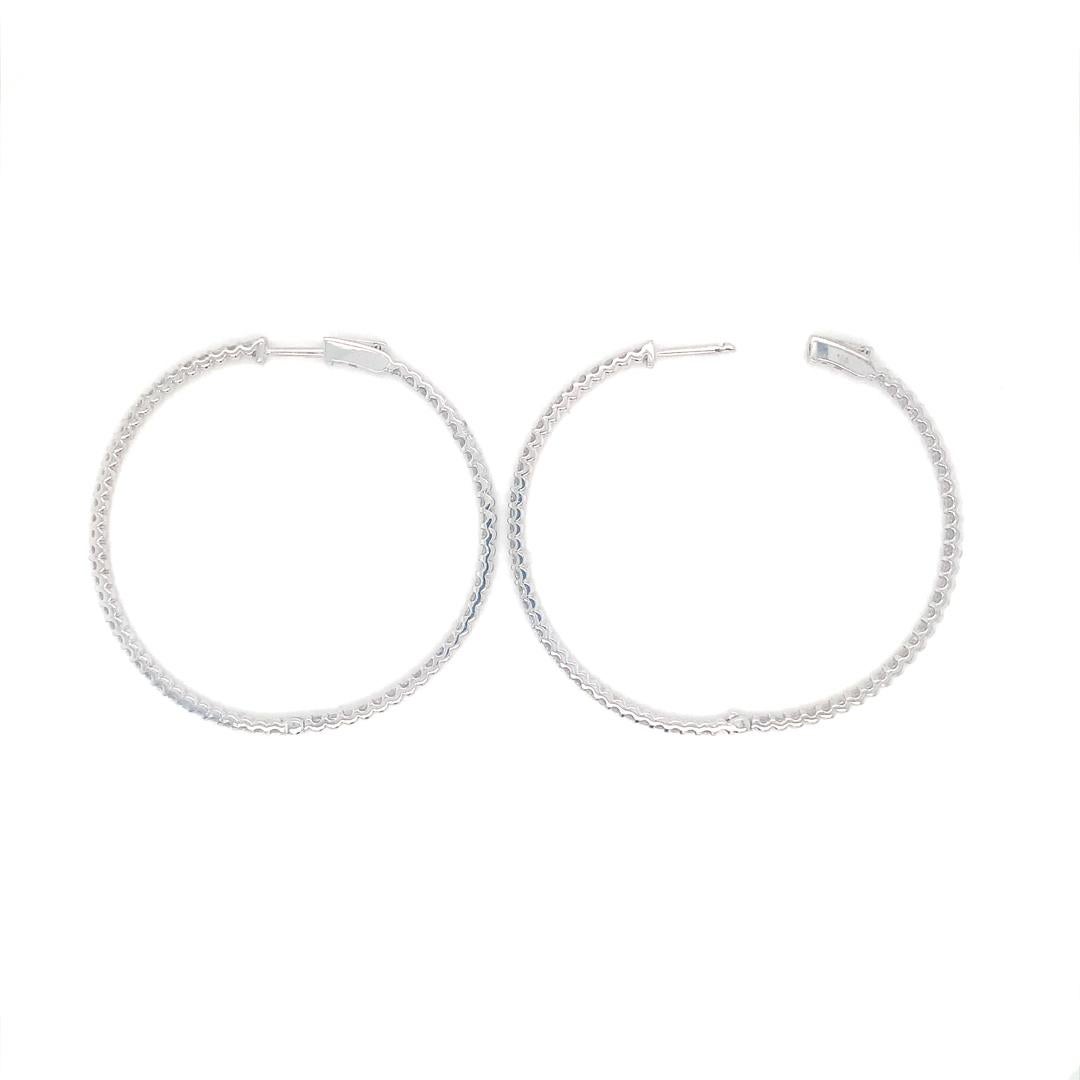 18-Kt white gold 1.20 carat diamond hoop earrings For Sale 4