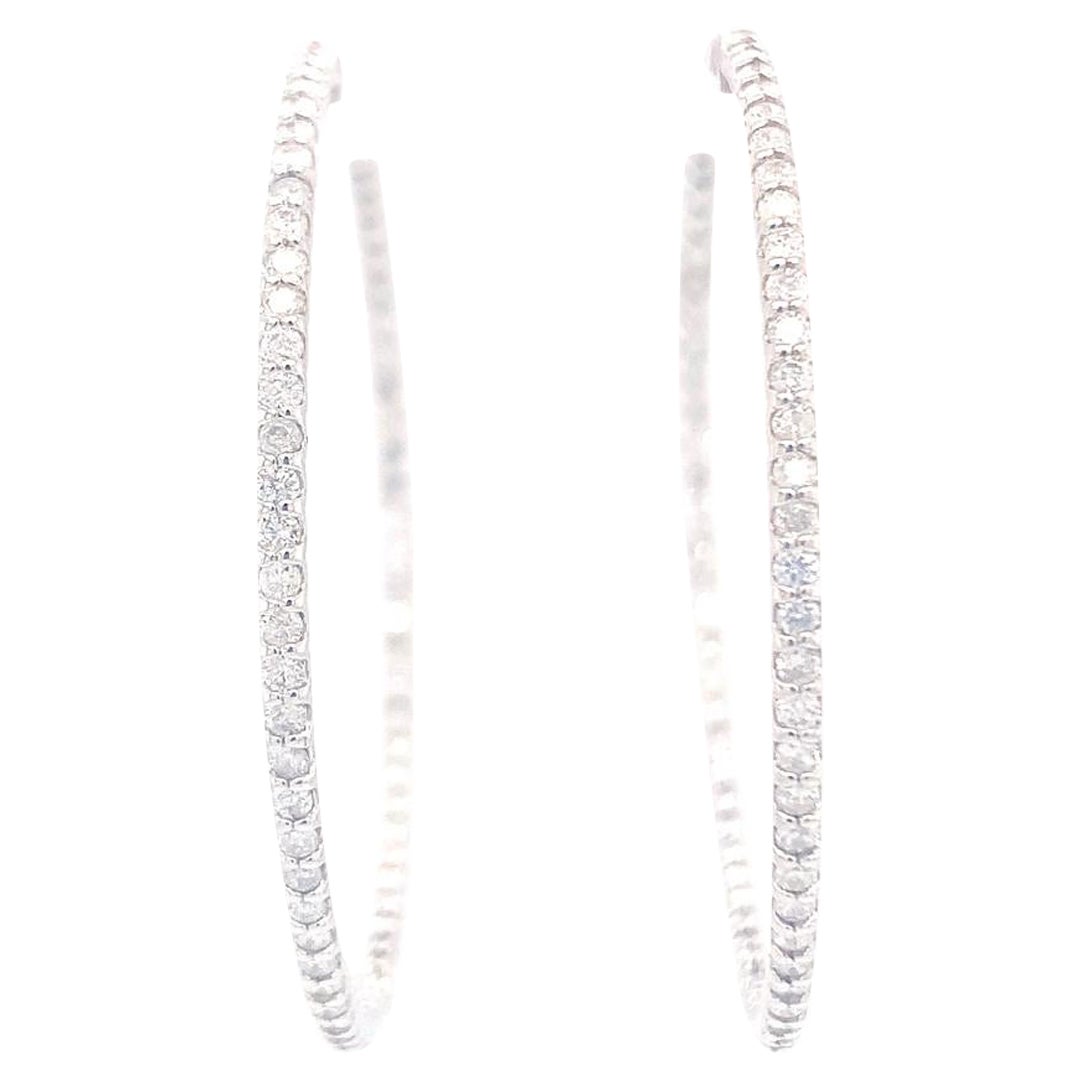 Boucles d'oreilles en or blanc 18 carats et diamants de 1,20 carat