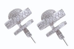 18 kt. White Gold 2 in 1 Stud Earrings With 4.08 ct. Diamonds, Amazing Piece!