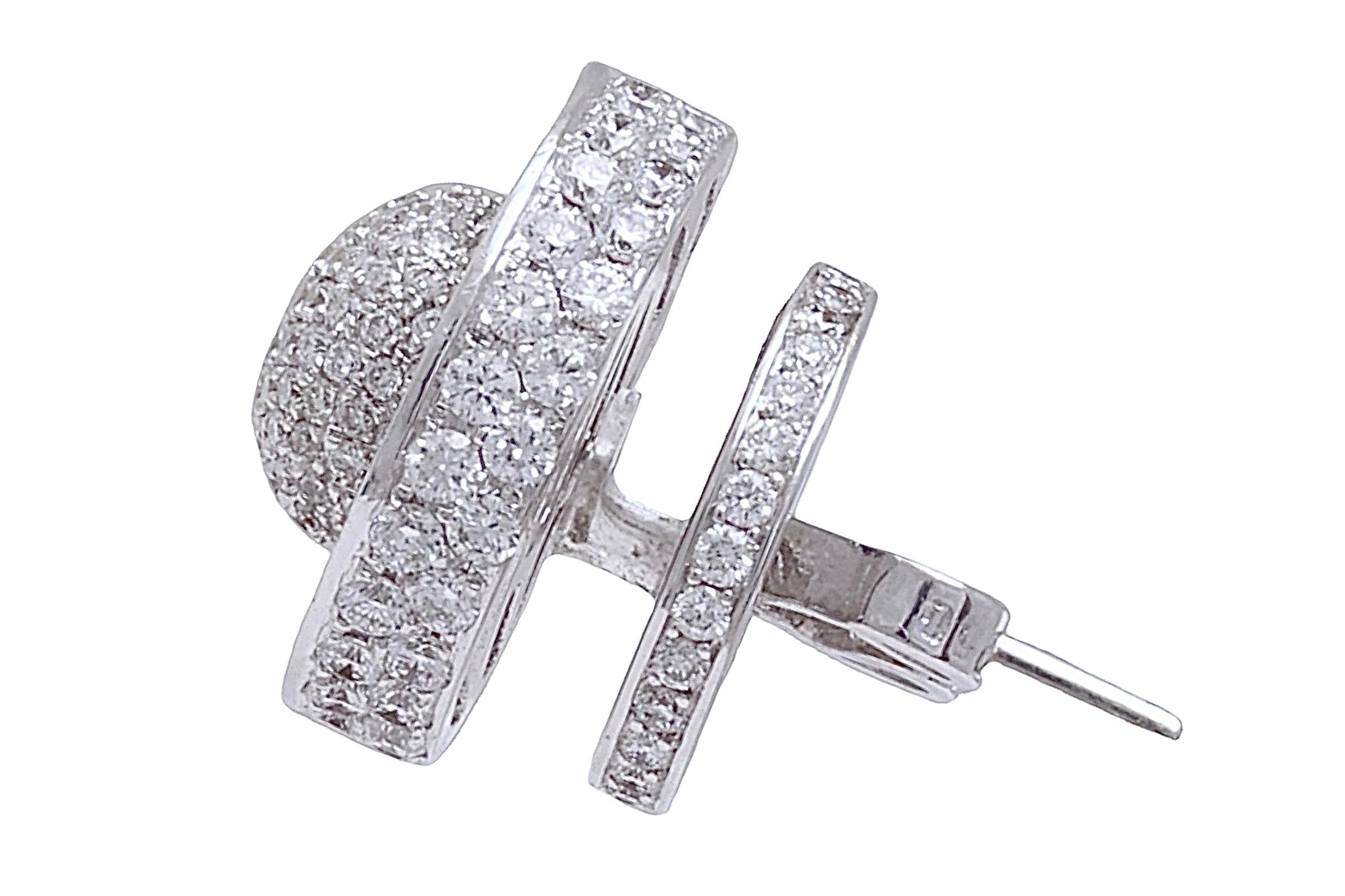 Brilliant Cut 18 kt. White Gold 2 in 1 Stud Earrings With 4.08 ct. Diamonds, Amazing Piece!  For Sale