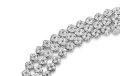 18 kt. White Gold 3 Row Tennis Bracelet With 10.57 ct. Round Cut Diamonds