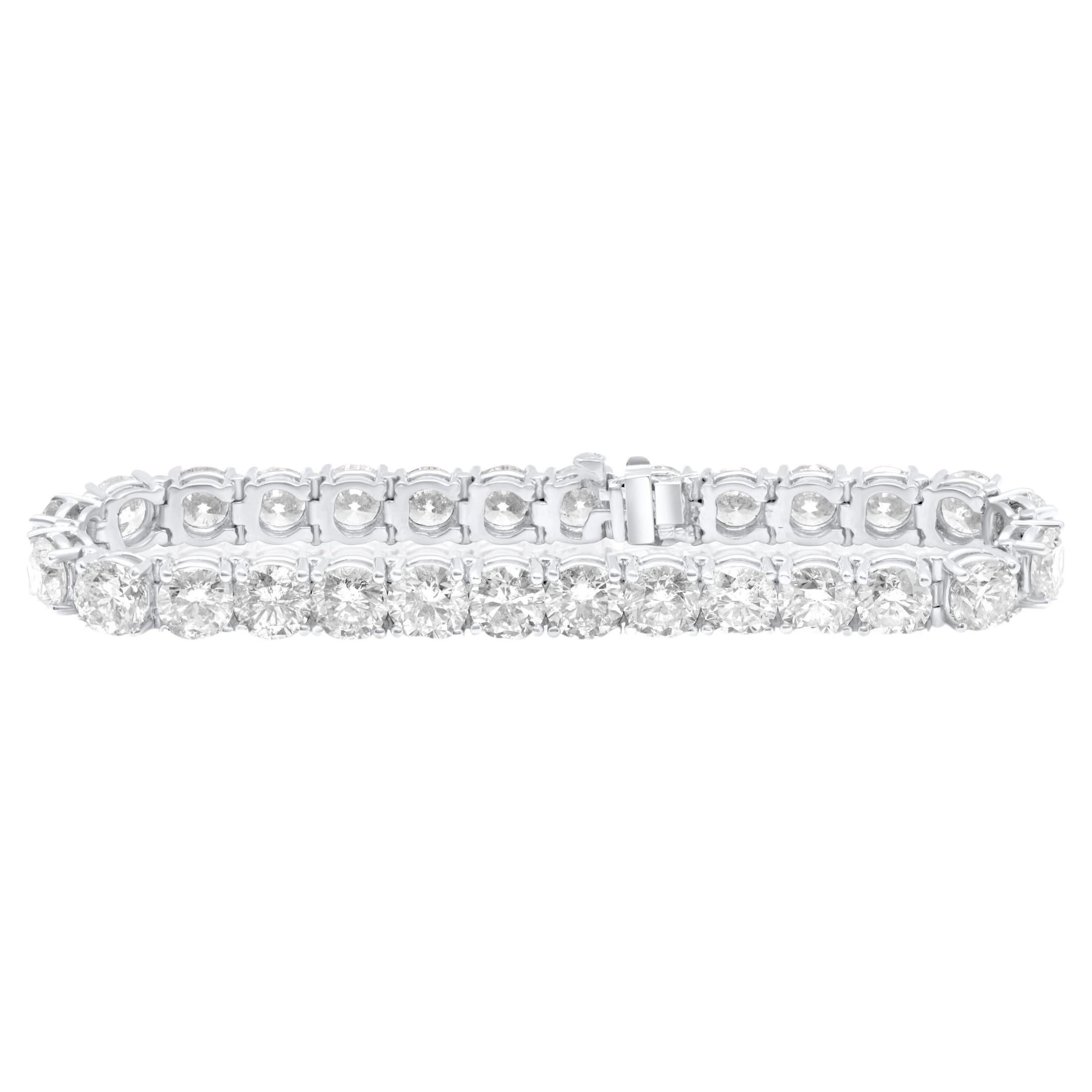 Diana M. Custom 13.50 Carat  Prong Diamond Tennis Bracelet 18 kt  White Gold 