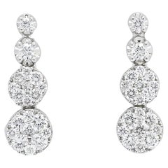 Natural Diamond 0.52 carats 18KT White Gold  Drop Dangler Earring