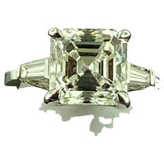 18 Kt White Gold 5.07 Ct Asscher Cut Diamond Ring