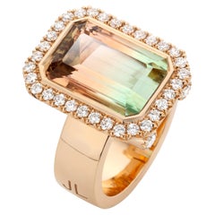 18 Karat Weißgold 9,42 Karat Wassermelonen-Turmalin Cocktail-Ring von Jochen Leën