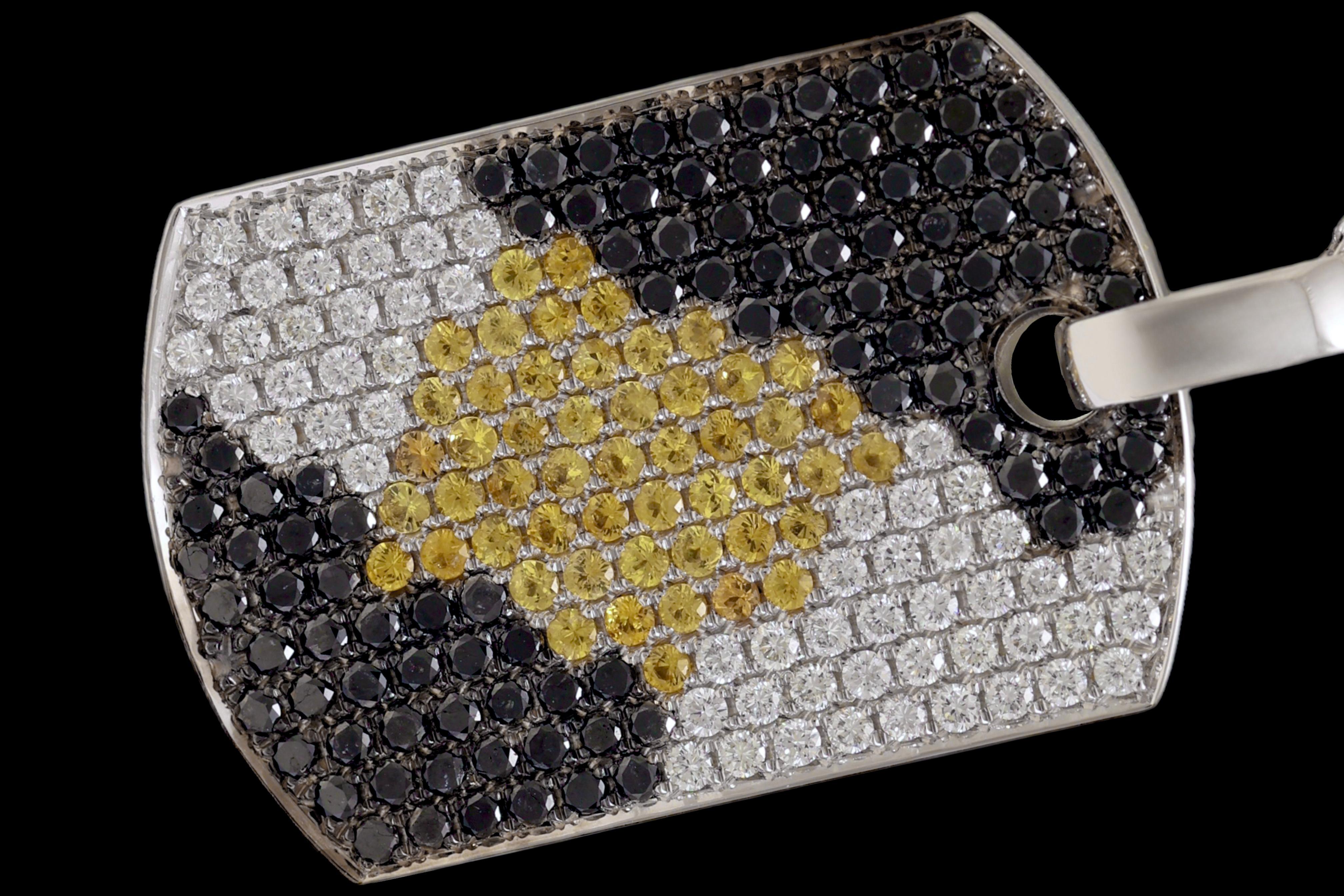 18 kt. Pendentif amulule en or blanc, 3,22 carats Diamants et 1,02 ct. Saphir jaune Neuf - En vente à Antwerp, BE