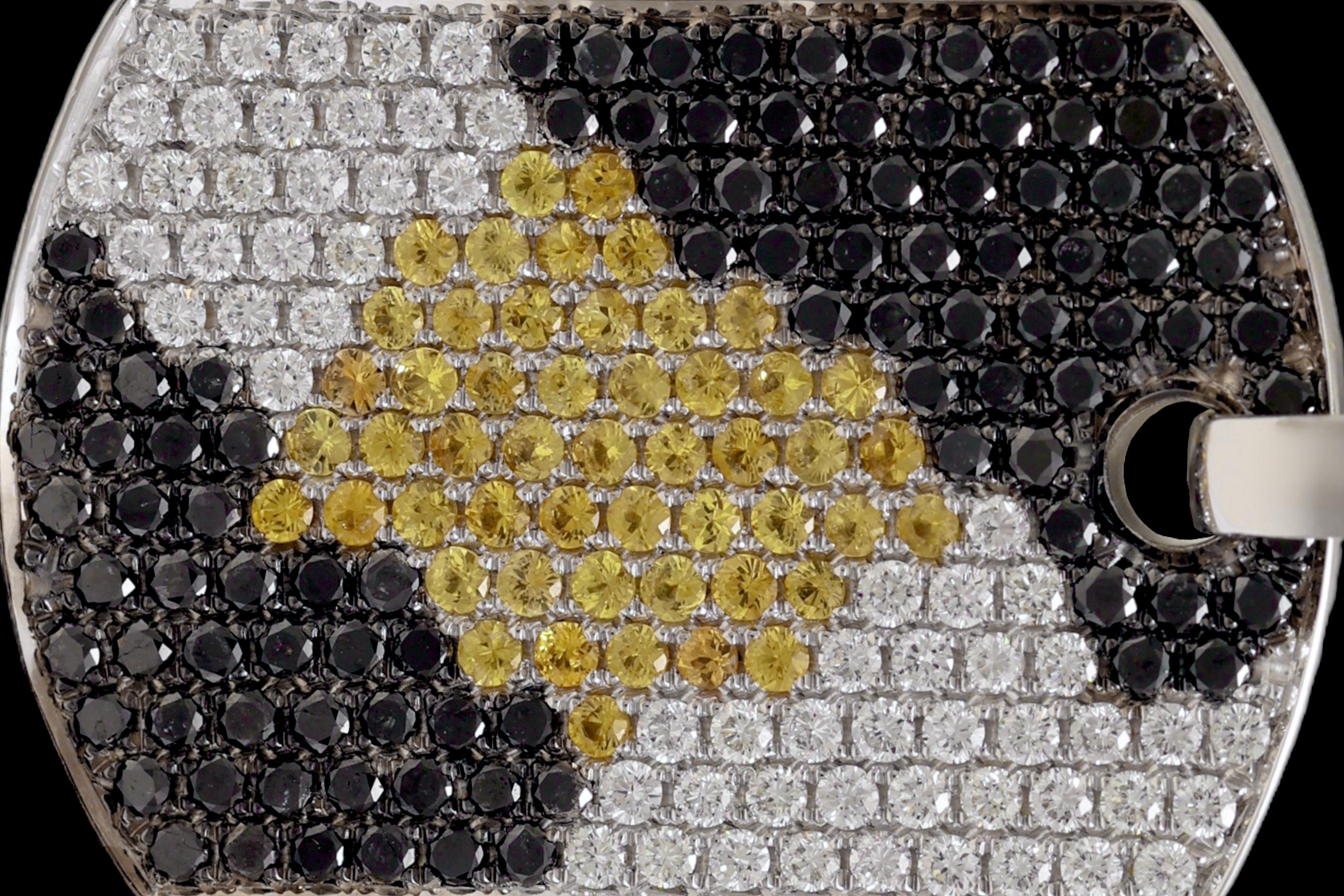 18 kt. Pendentif amulule en or blanc, 3,22 carats Diamants et 1,02 ct. Saphir jaune en vente 2