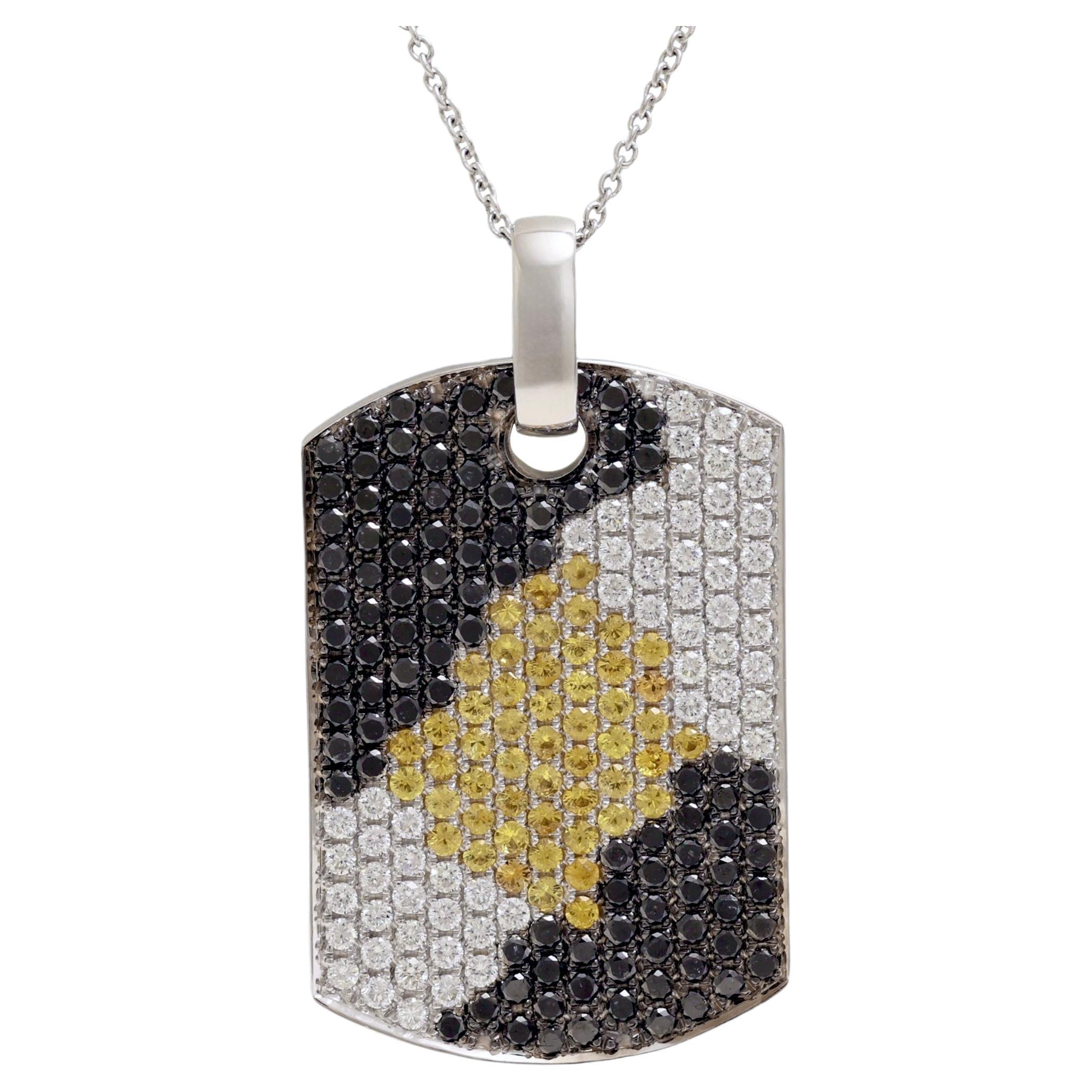18 kt. White Gold Amulet Pendant, 3.22 ct. Diamonds & 1.02 ct. Yellow Sapphire
