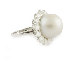 3, 32 quilates Diamantes Perla Australiana 18 kt  Anillo en racimo de oro blanco