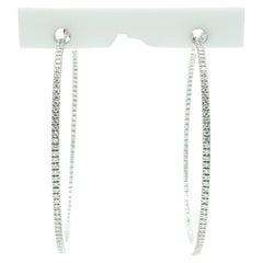 18 Kt White Gold and Diamonds Hoop Earrings