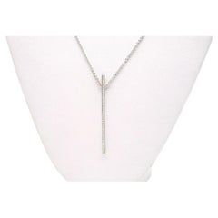 18 Kt White Gold and Diamonds Stick Bar Necklace